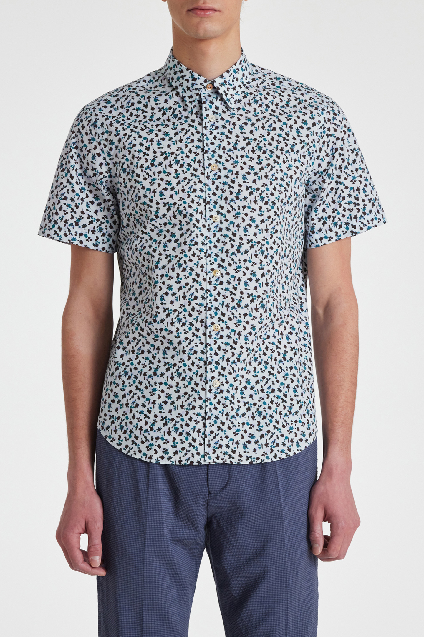 MENS S/S SLIM FIT SHIRT LIGHT BLUE 1