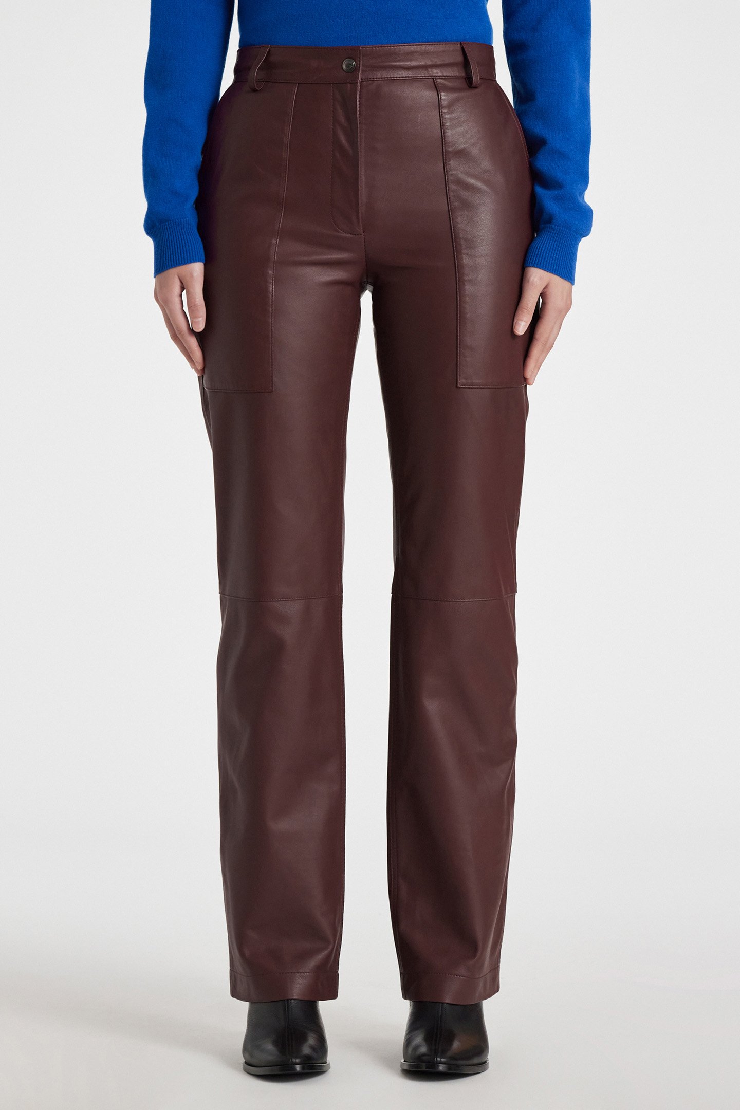 TROUSER LEATHER BURGUNDY/BORDE 1
