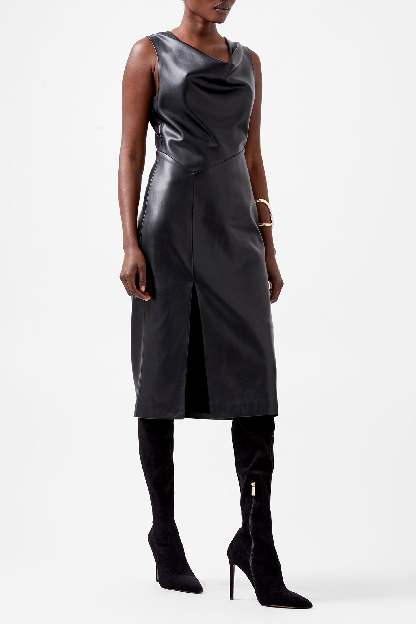 ELETTRA PU COWL NK SLVLSS DRES BLACKOUT by French Connection