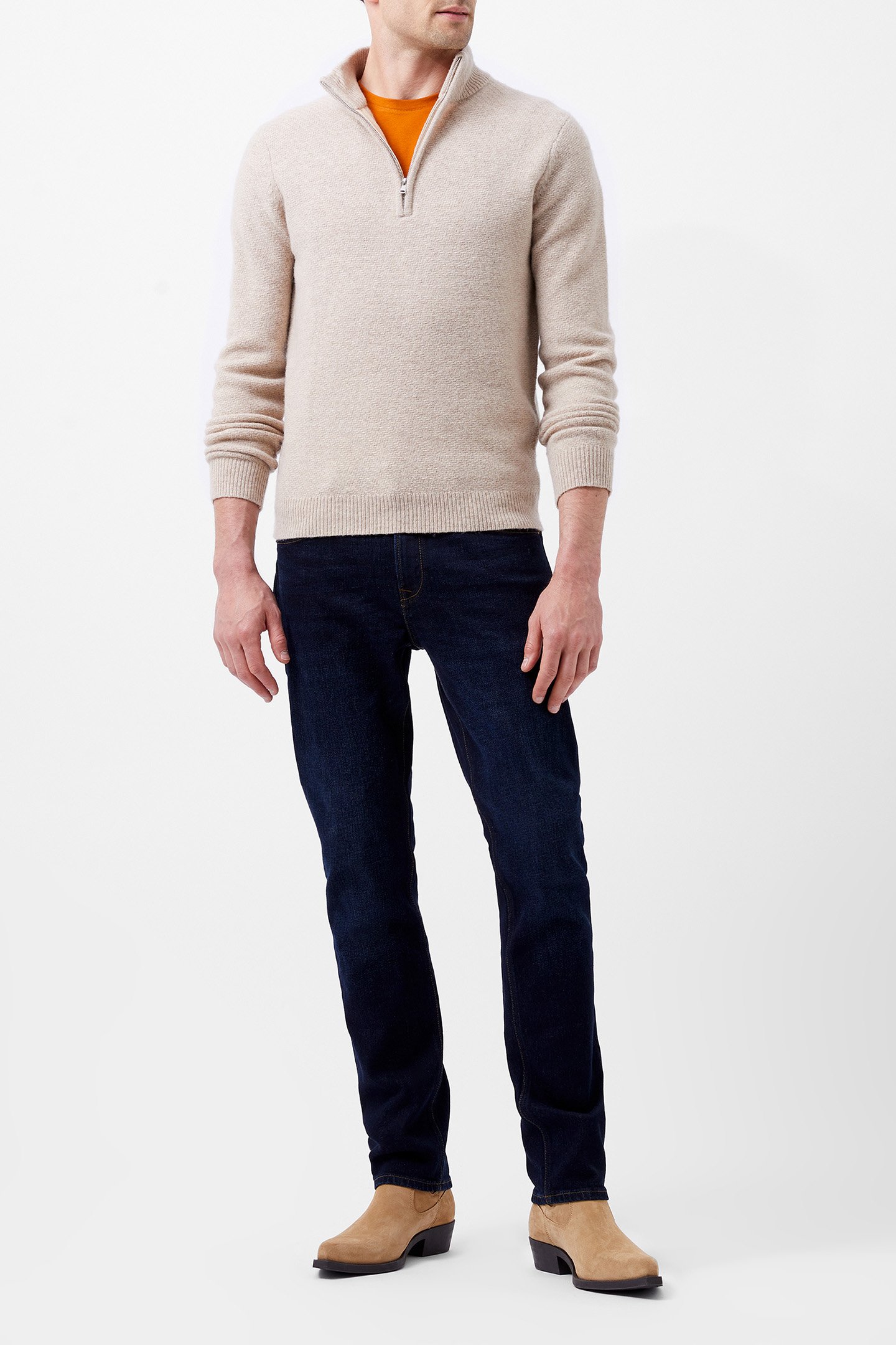 TEXTURED 1/2 ZIP JUMPER SAND by French Connection