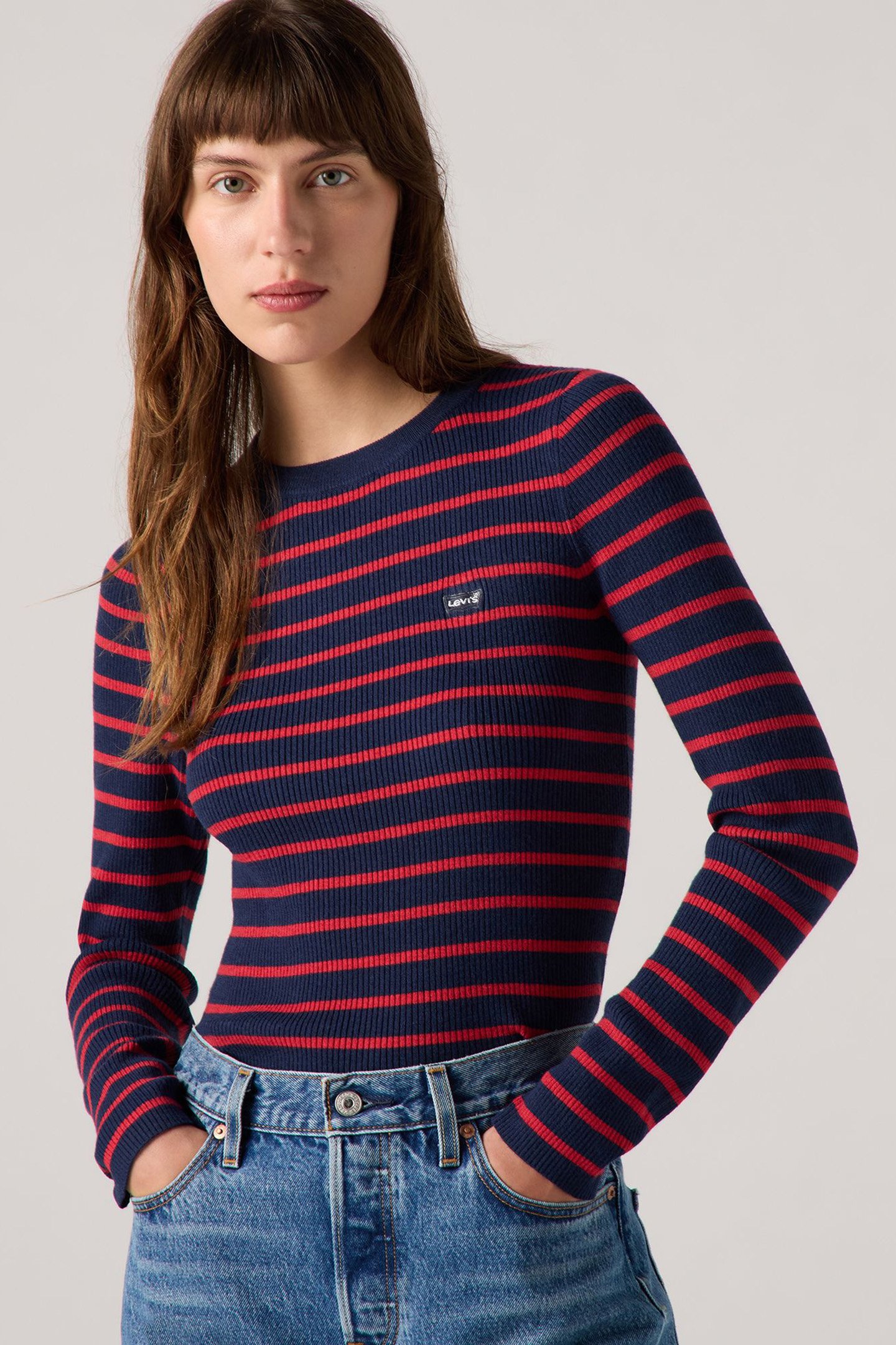 RIB CREW SWEATER PARISIENNE STRIPE NAVY 3
