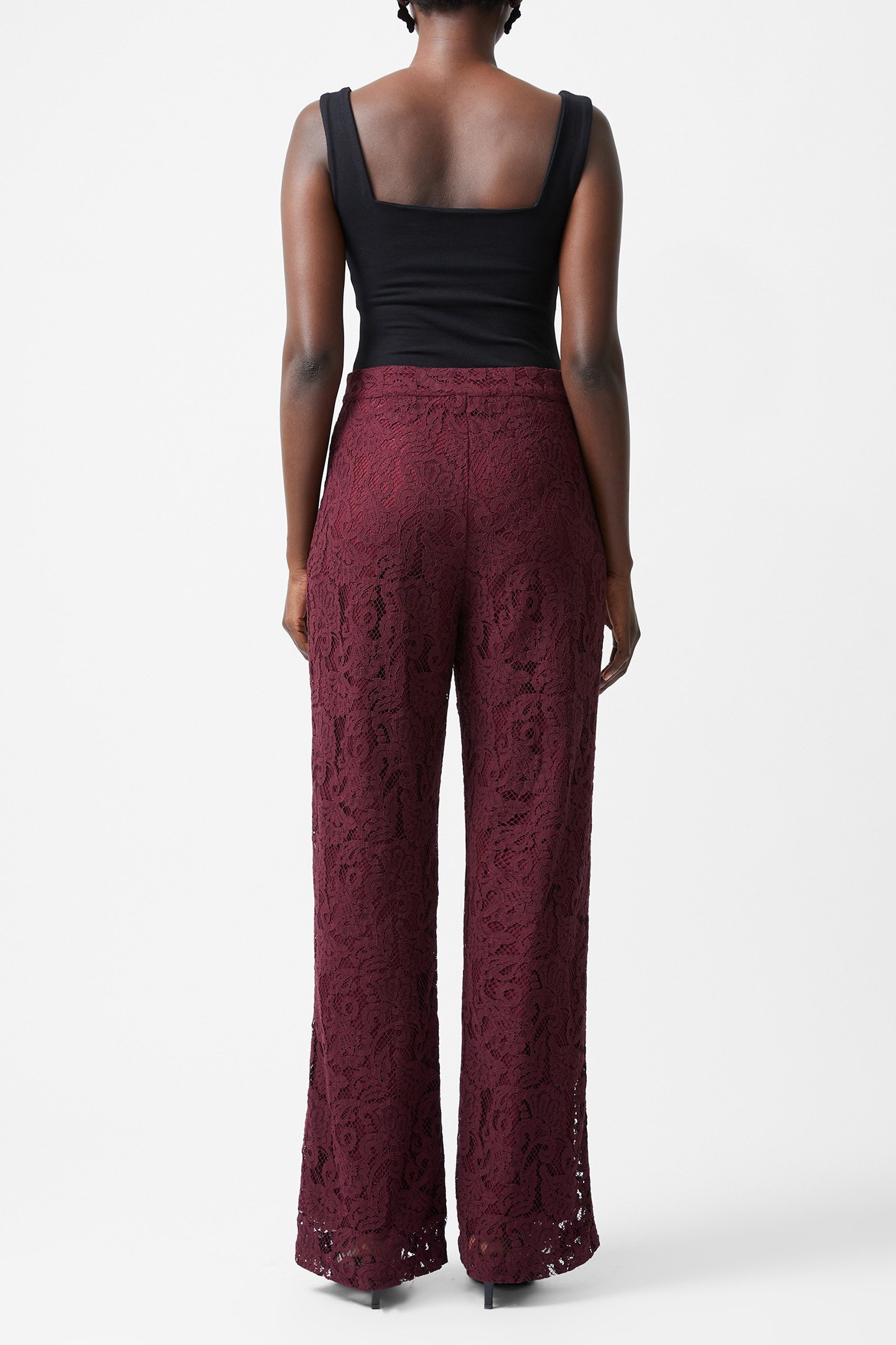 ASURA LACE FLARED TROUSER BURGUNDY RED 3