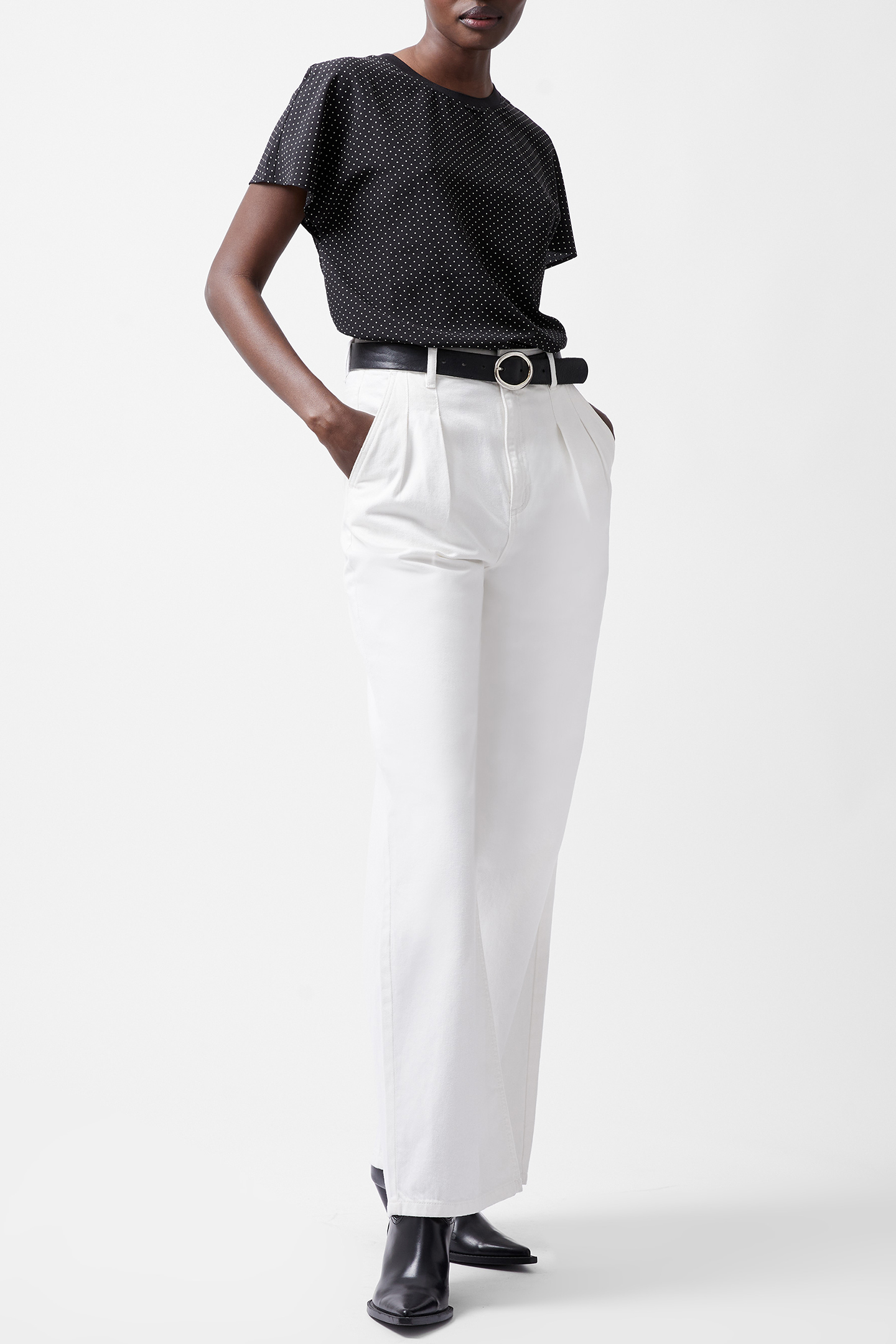 DOTTY SPOT ABENY CREW NECK TOP BLACKOUT/SUMMER WHIT 2