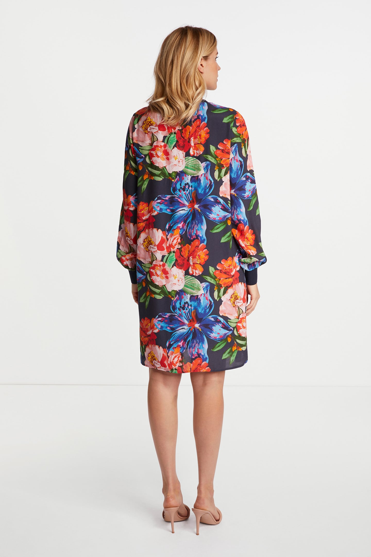 PRINTED MINI DRESS WITH KNIT DETAILS RED SALSA 4