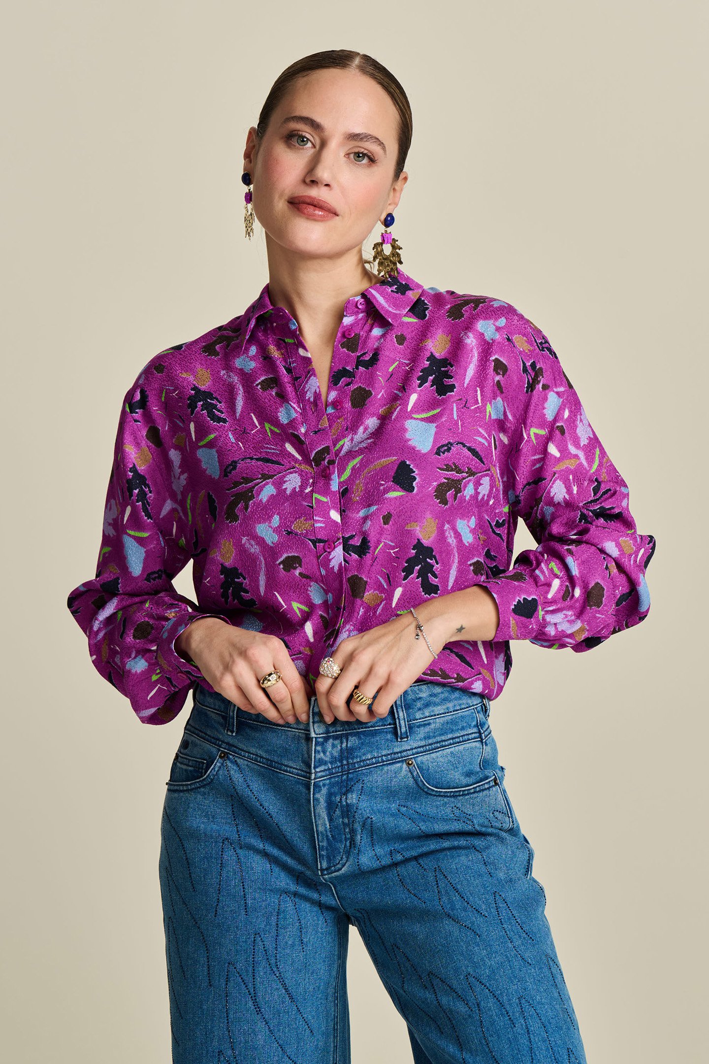 BLOUSE - MILLY FEATHERFEST CACTUS PINK by POM Amsterdam