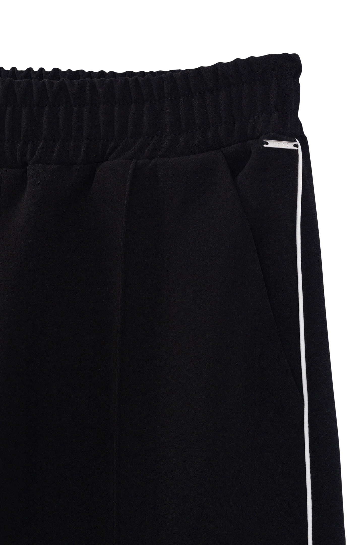 BLACK WIDE-LEG PANTS WITH ECRU BIAS ON SIDES FOR GIRLS 3