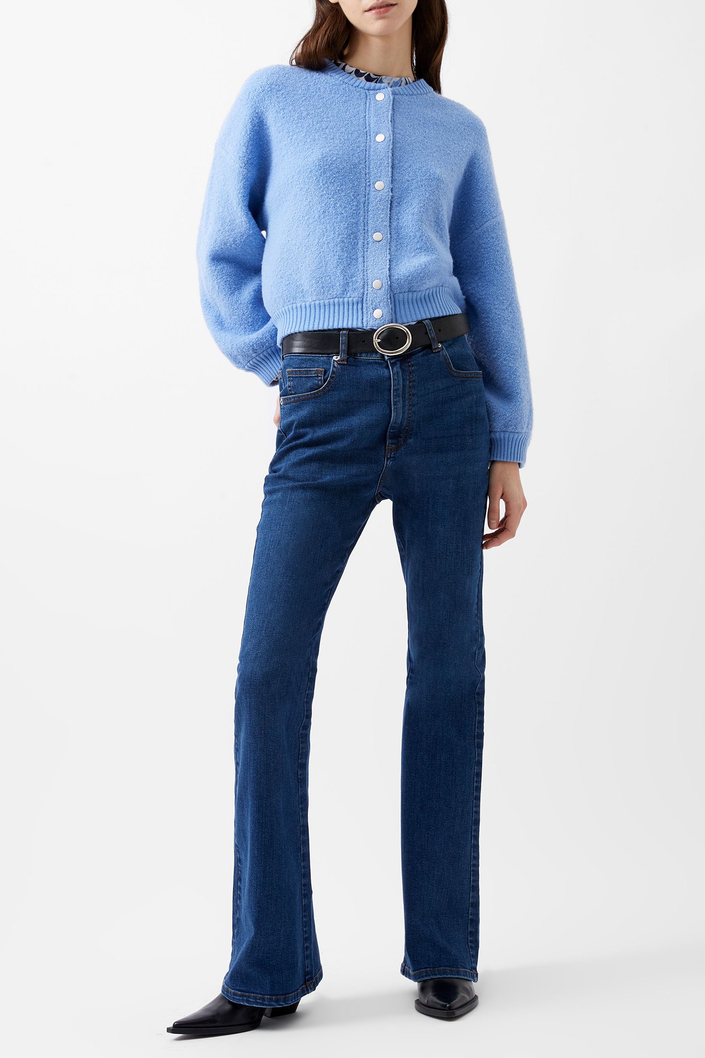 MELISSA KNIT BOMBER JACKET DUSTED BLUE by French Connection