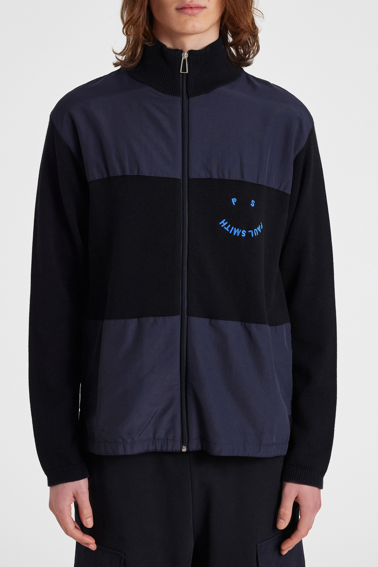 MENS CARDIGAN ZIP THRU HAPPY VERY DARK NAVY 1