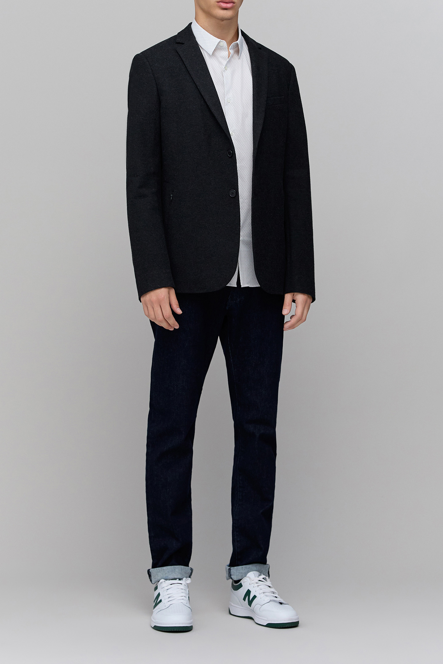 OFF-WHITE SLIM SHIRT WITH GREY POLKA DOT PRINT 5