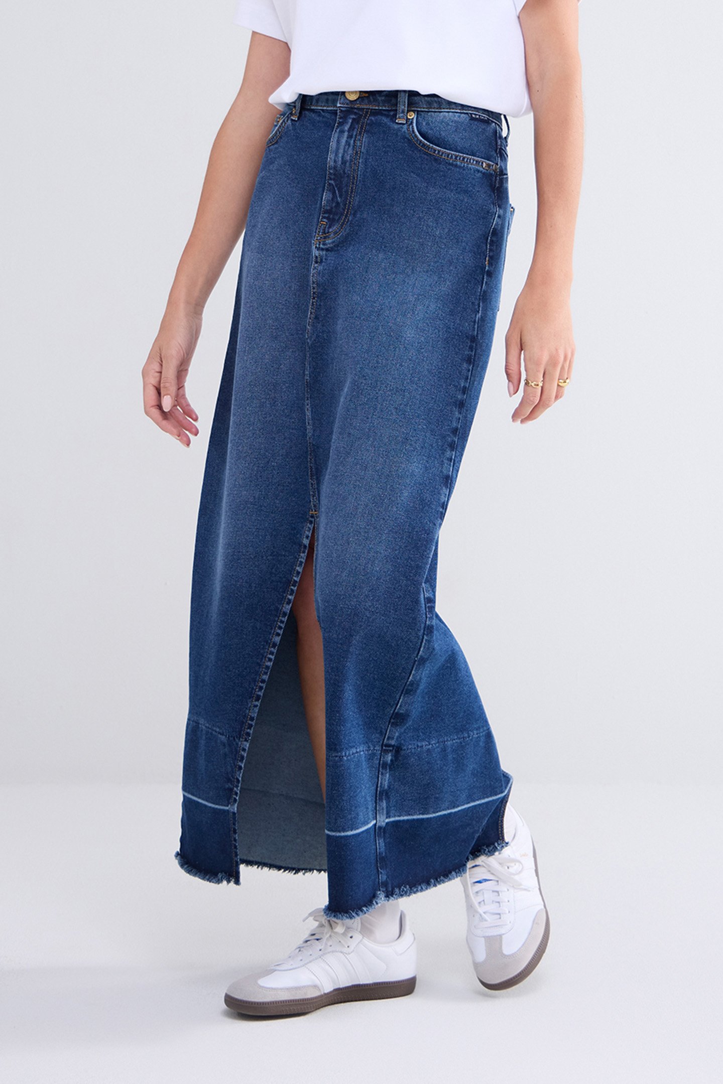 DENIM SKIRT COTTON COMFORD DENIM BLUES by Summum Woman