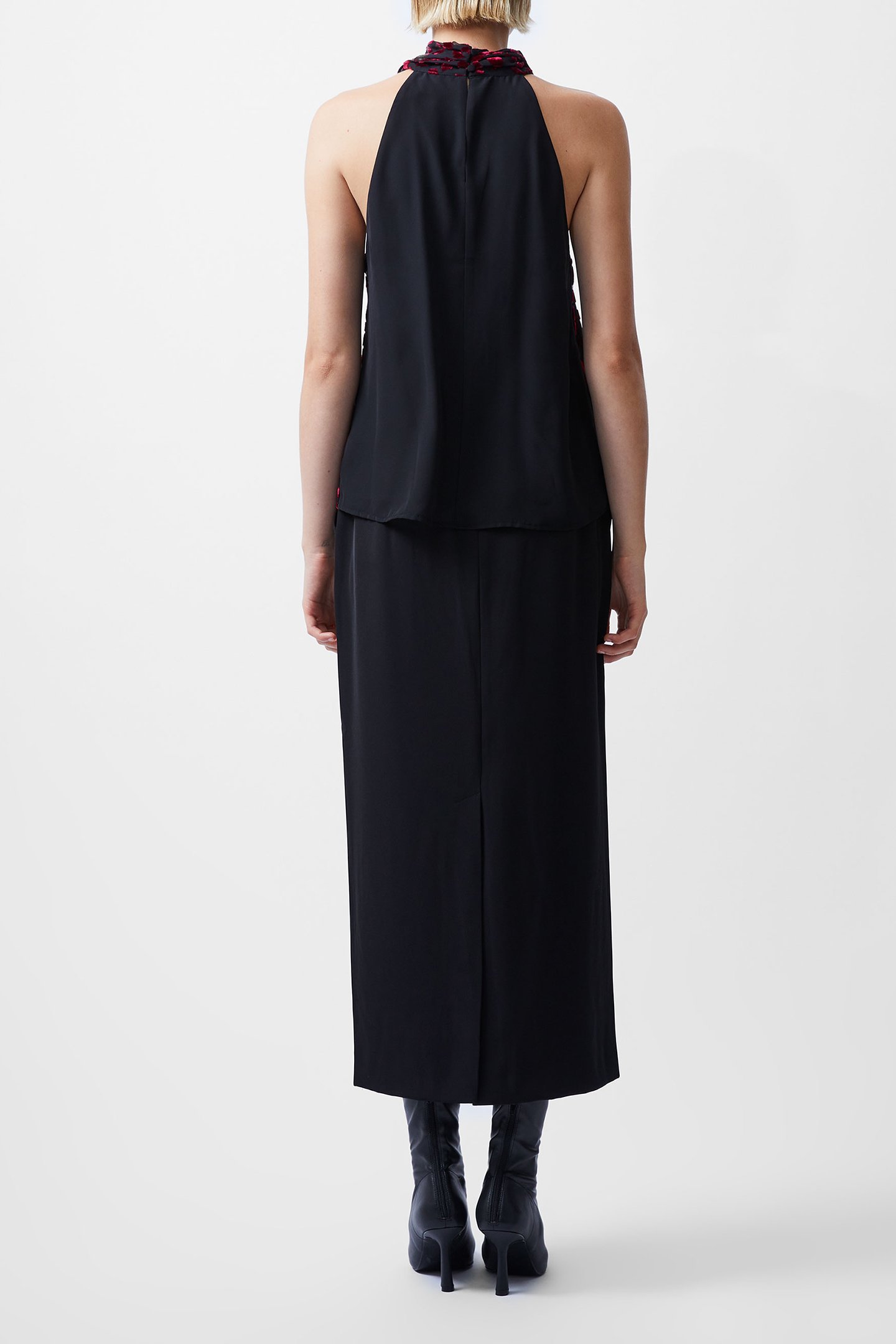 CADIE BURNOUT HALTER NK TOP BLACKOUT BAKED CHERR 3