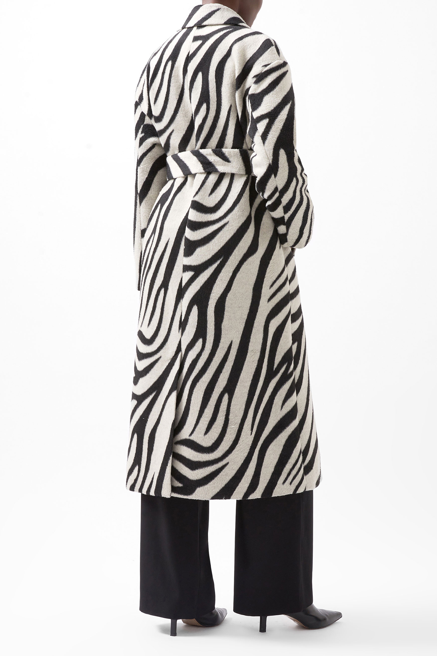 GRACE ZEBRA BELTED COAT BLACK WHITE 2