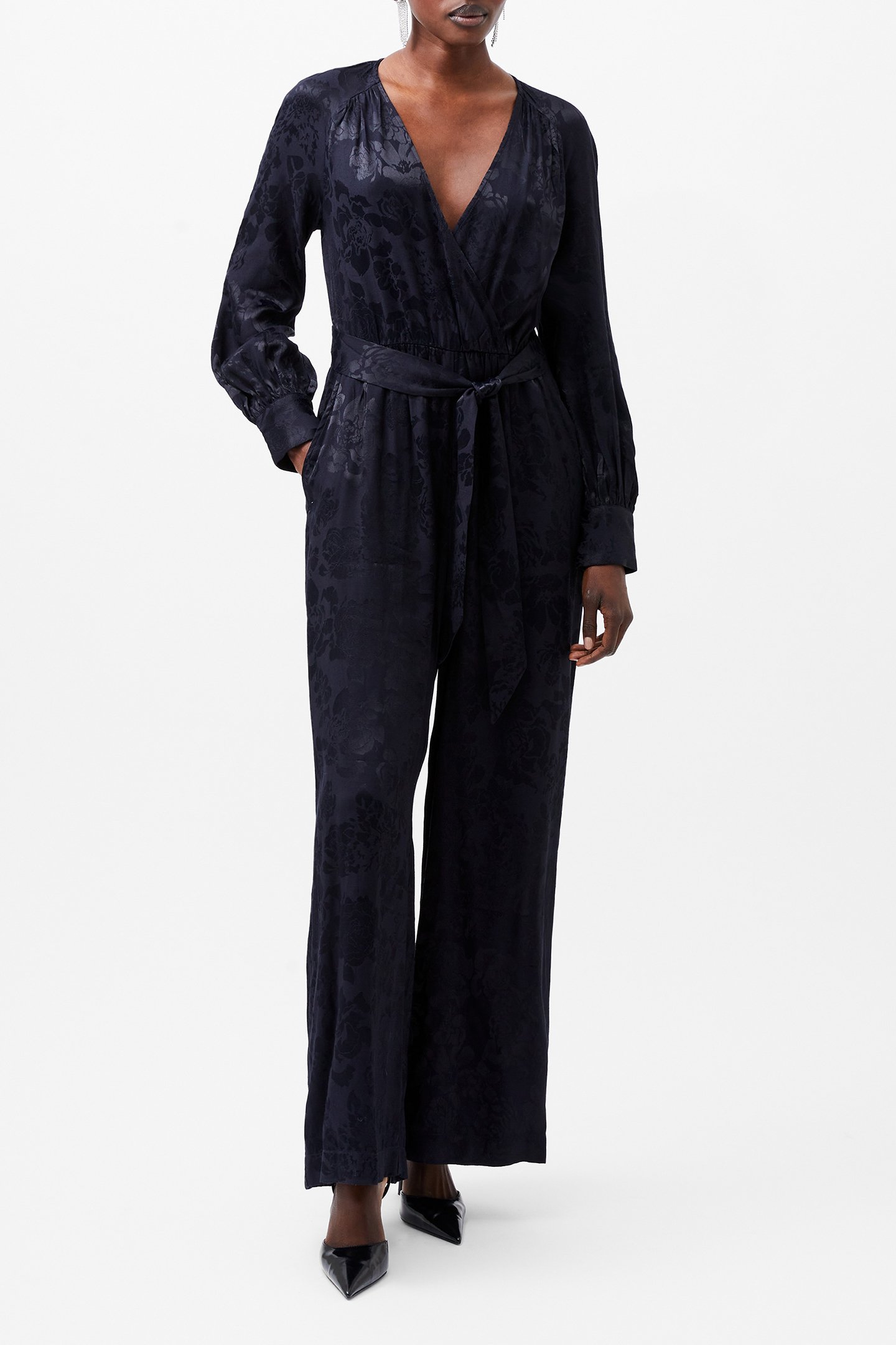 ARYA SATIN JACQUARD JUMPSUIT MARINE by French Connection