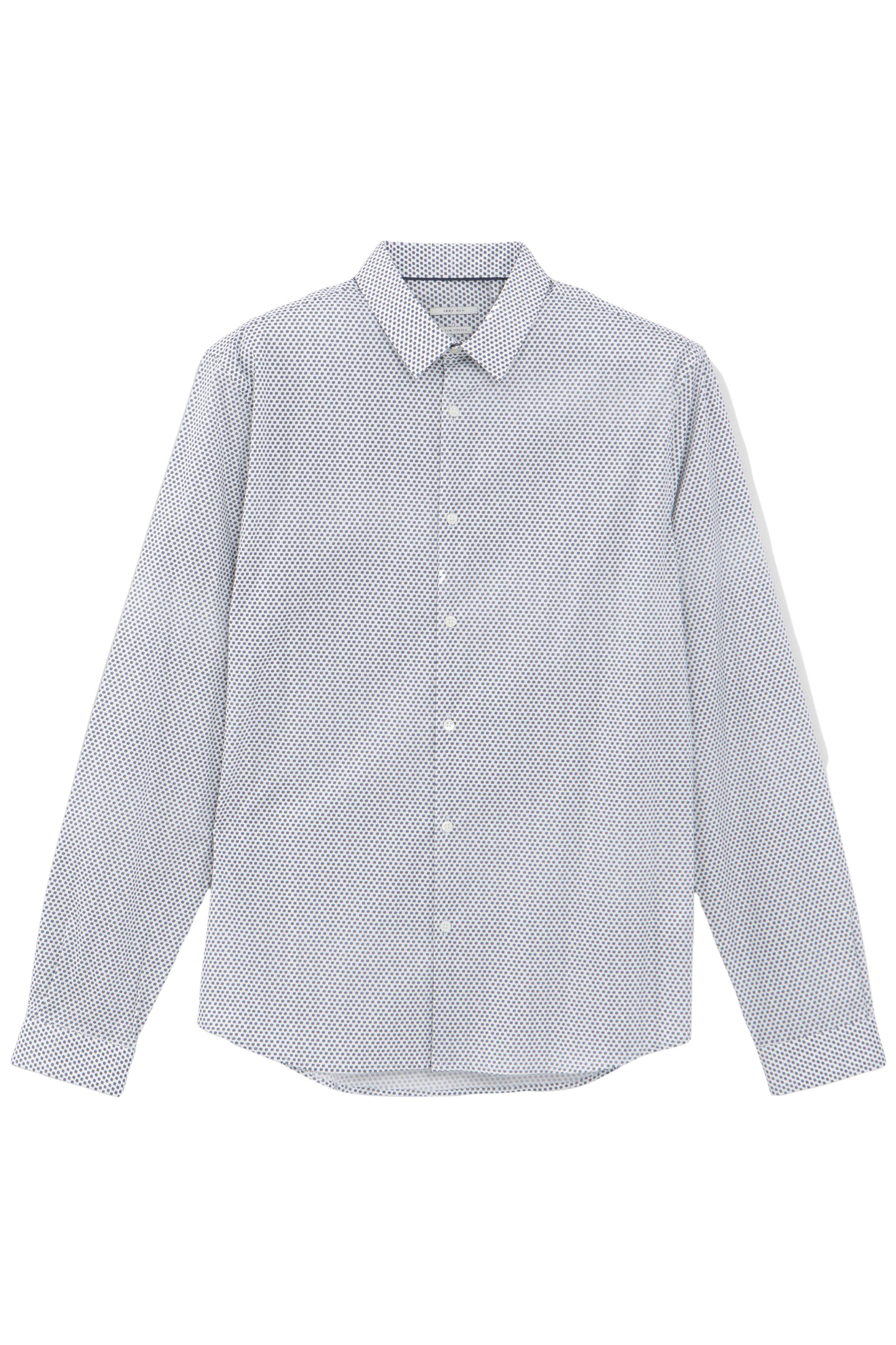 OFF-WHITE SLIM SHIRT WITH NAVY POLKA DOT PRINT 4