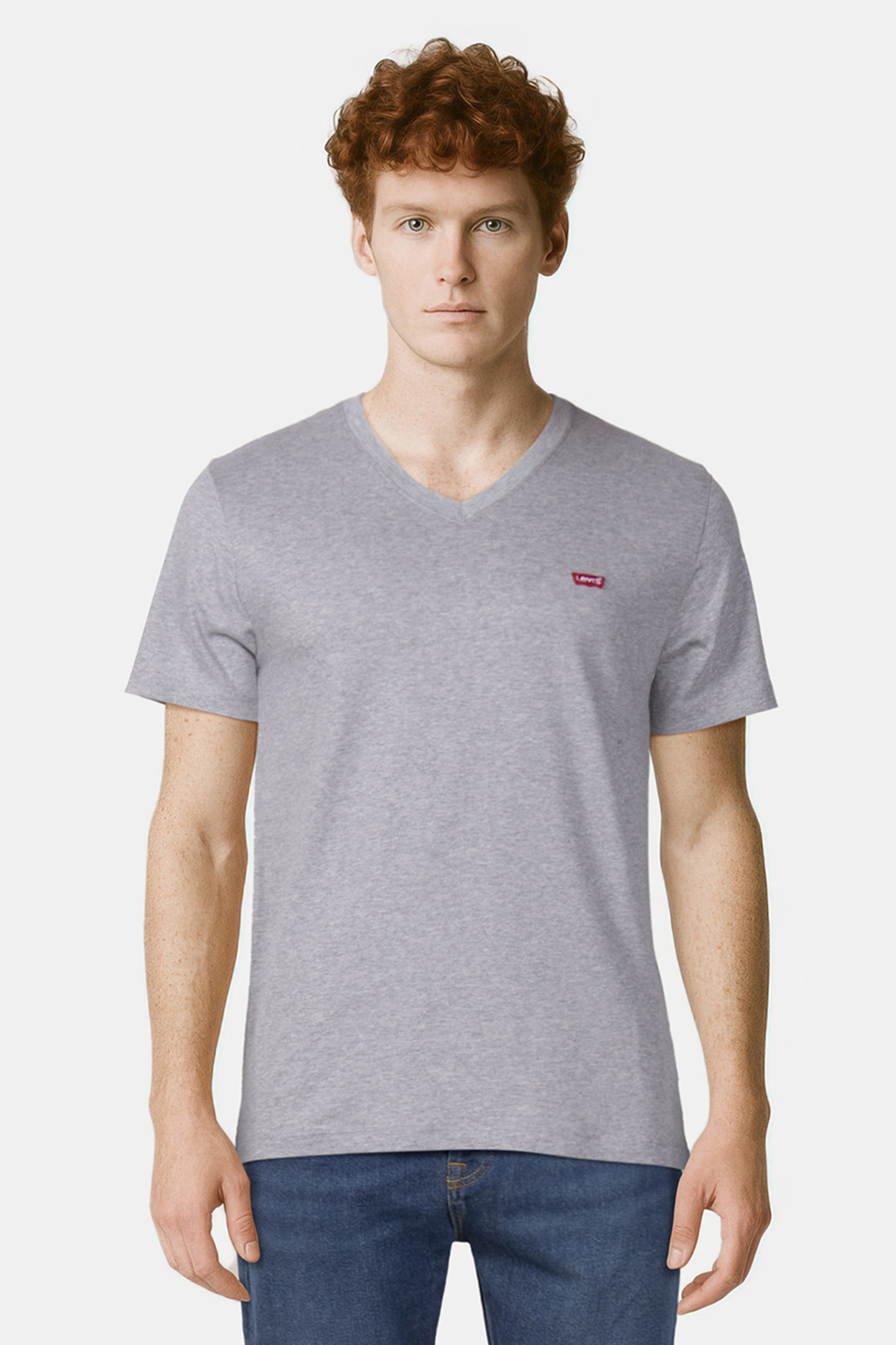 LSECLASSIC HM V NECK TEE MID TONE HEATHER GREY PK 1
