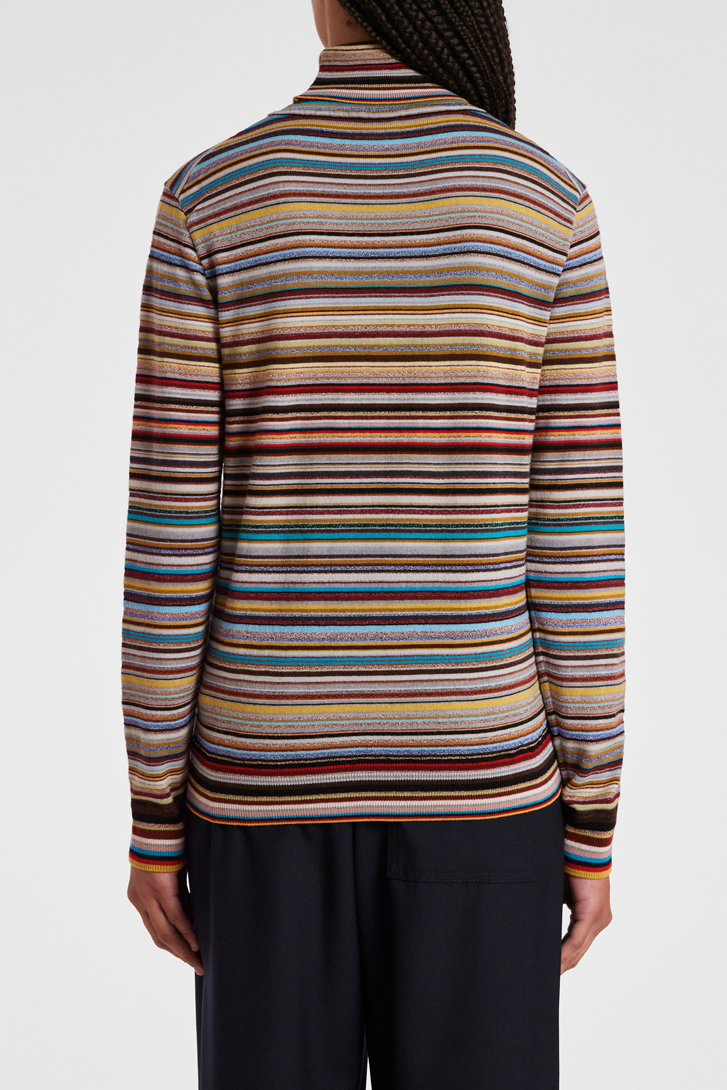 WOMENS KNITTED PULLOVER ROLL NECK MULTI COLOURED 2