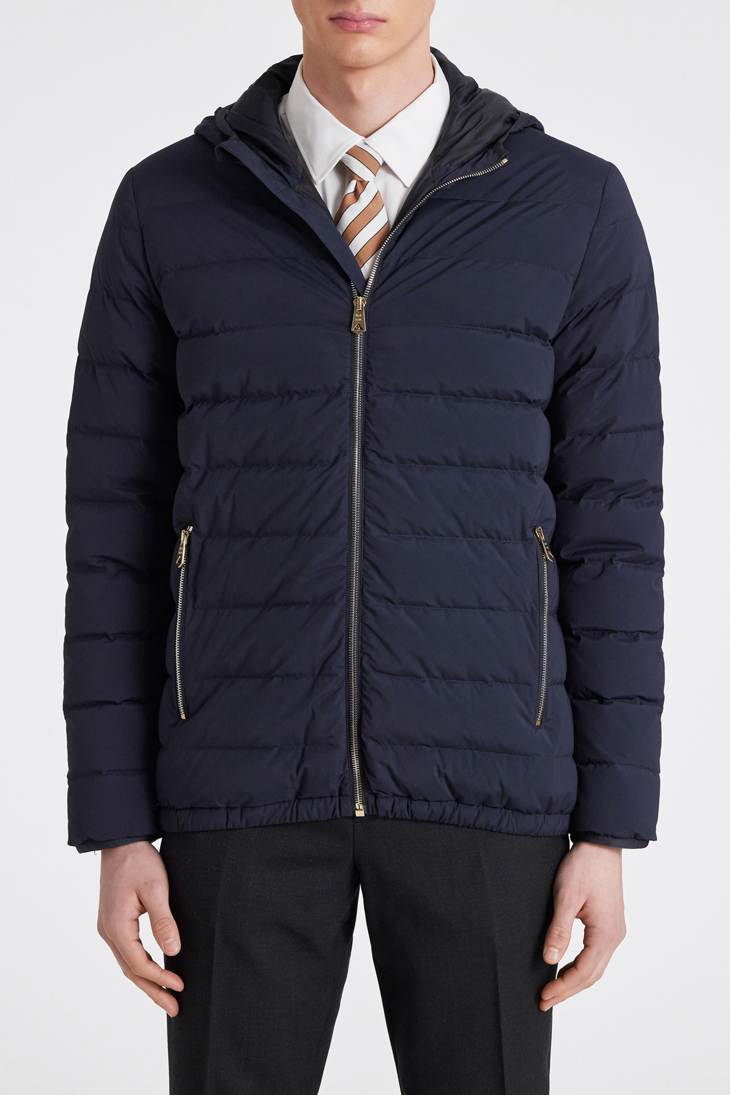 MENS DOWN HOODED JACKET VERY DARK NAVY 1