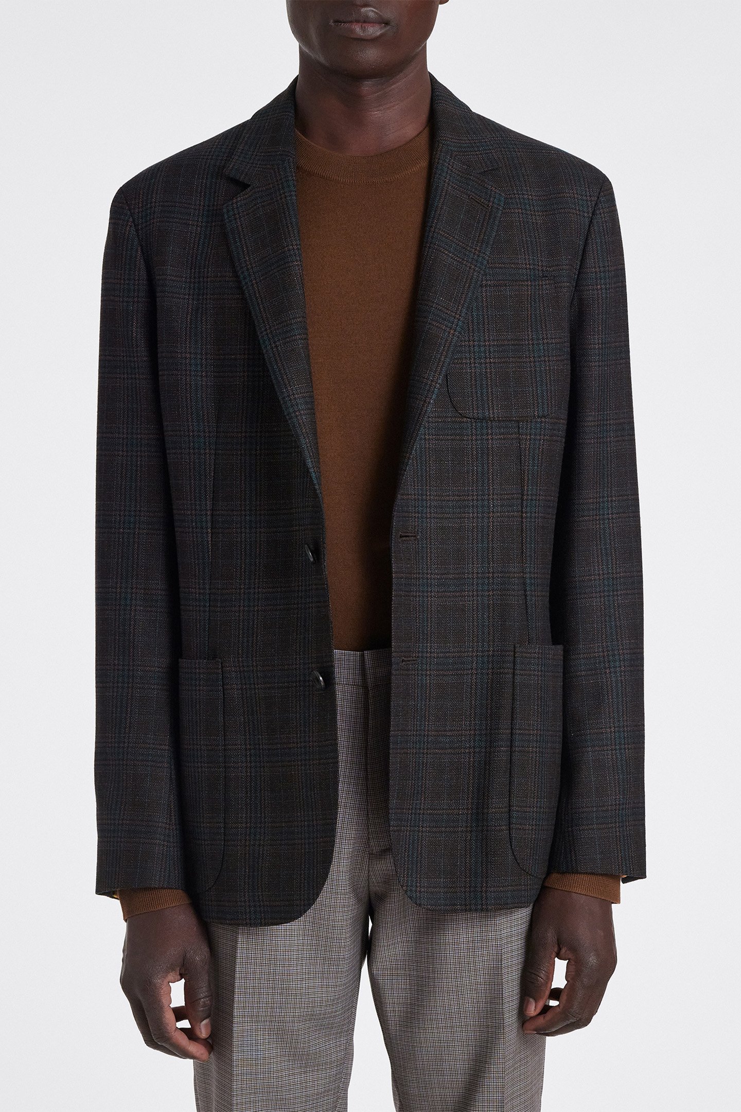 2 BUTTON PATCH POCKET JACKET BROWN 1