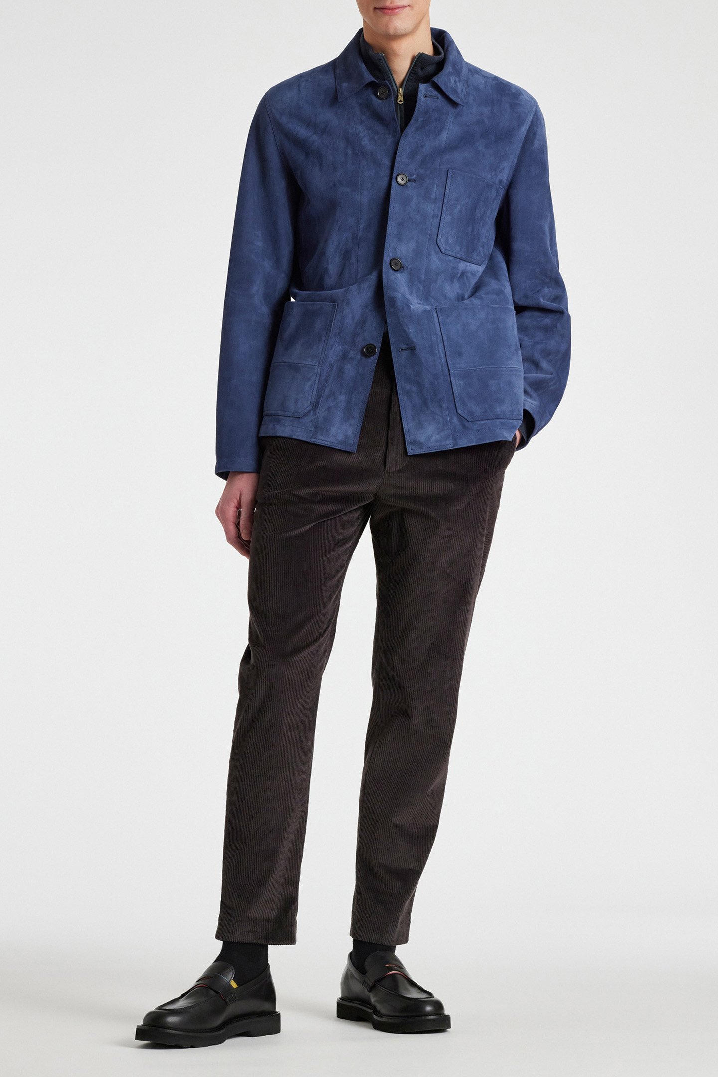 MENS SUEDE LEATHER JACKET INDIGO 3