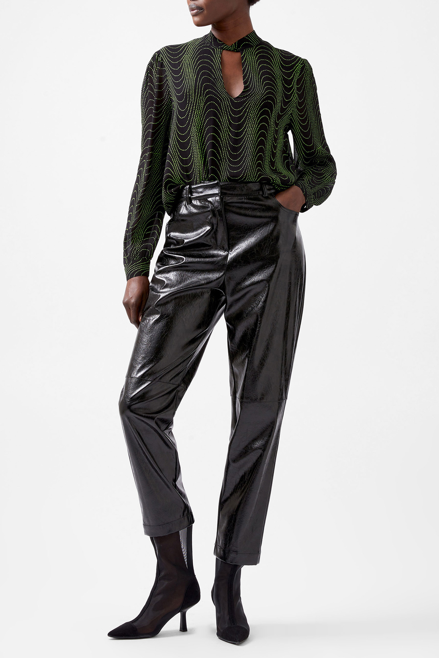 GRACE ALOHI LUREX LS BLOUSE BLACKOUT/VIVID GREEN 2