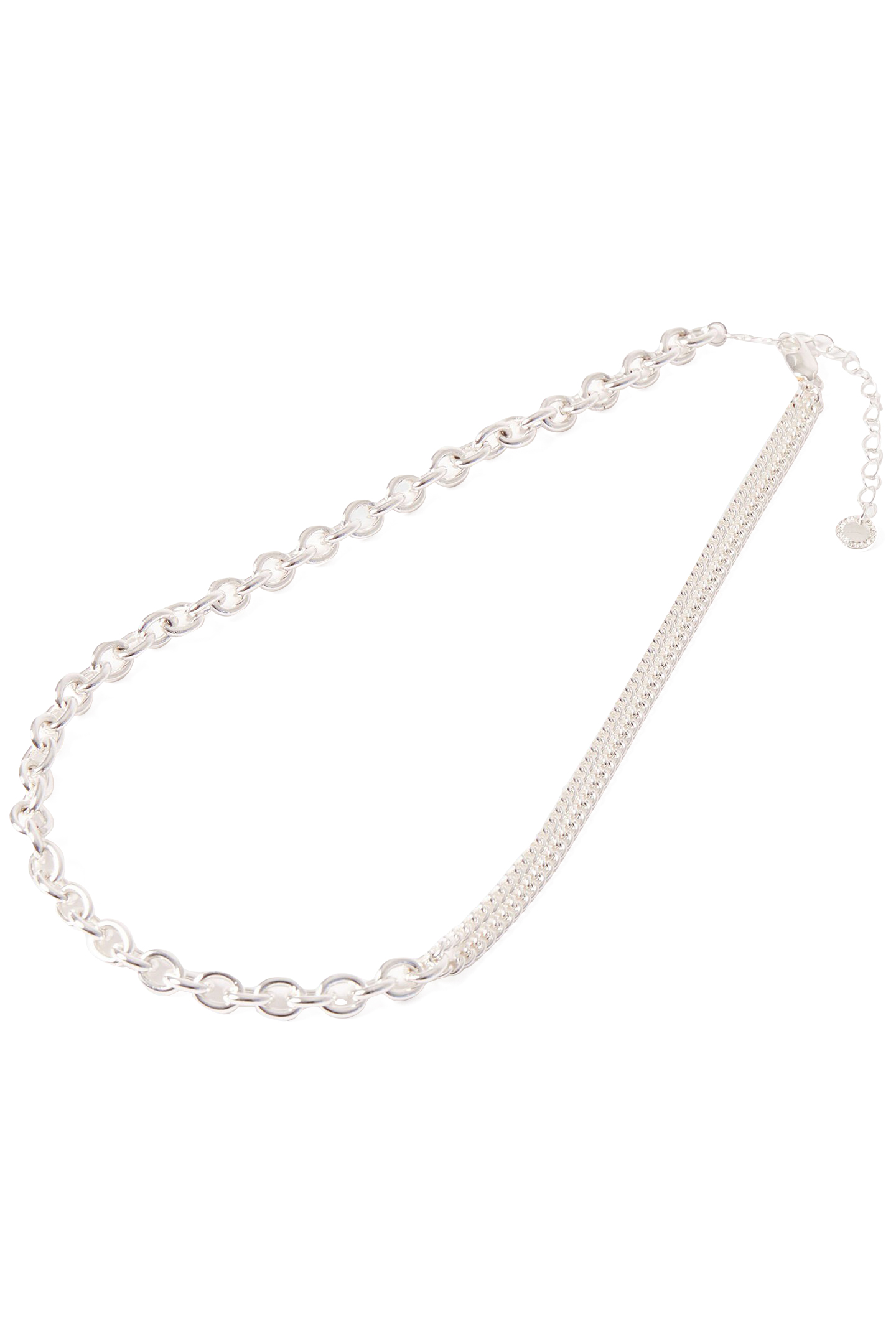 MIXED CHUNKY CHAIN NECKLACE SILVER 2