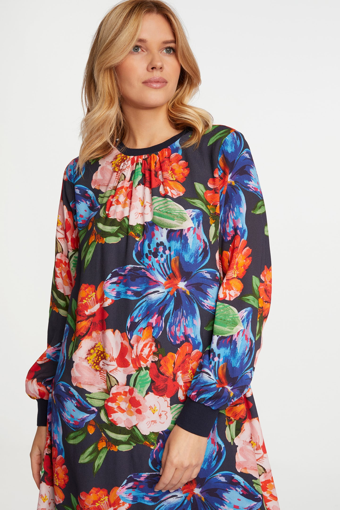 PRINTED MINI DRESS WITH KNIT DETAILS RED SALSA 2