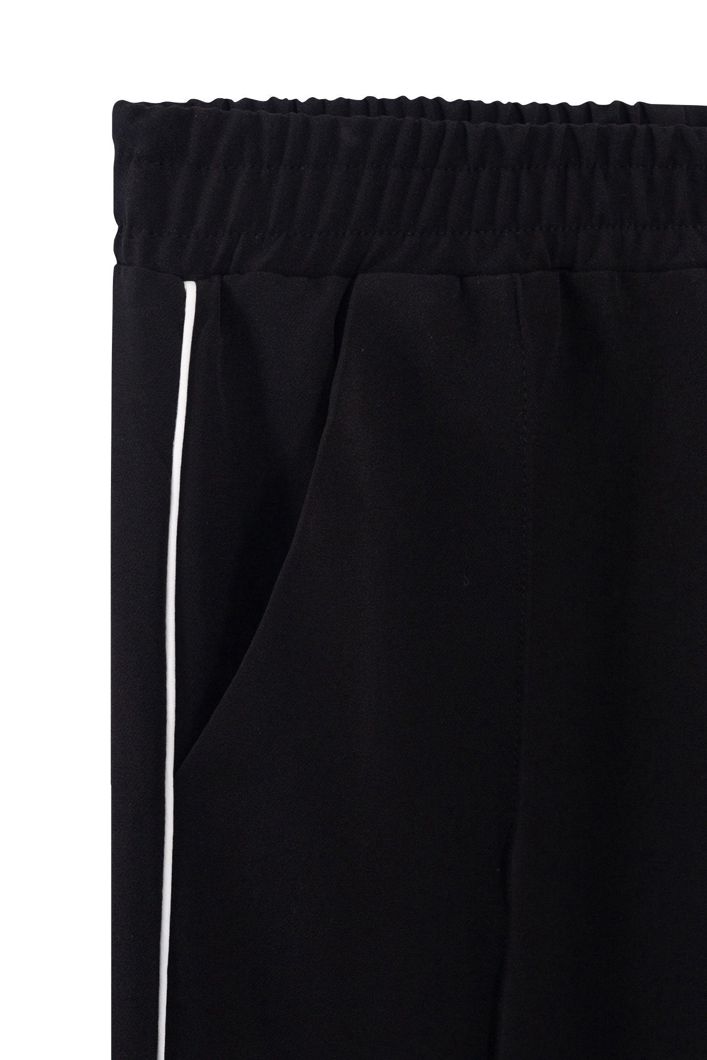 BLACK WIDE-LEG PANTS WITH ECRU BIAS ON SIDES FOR GIRLS 4