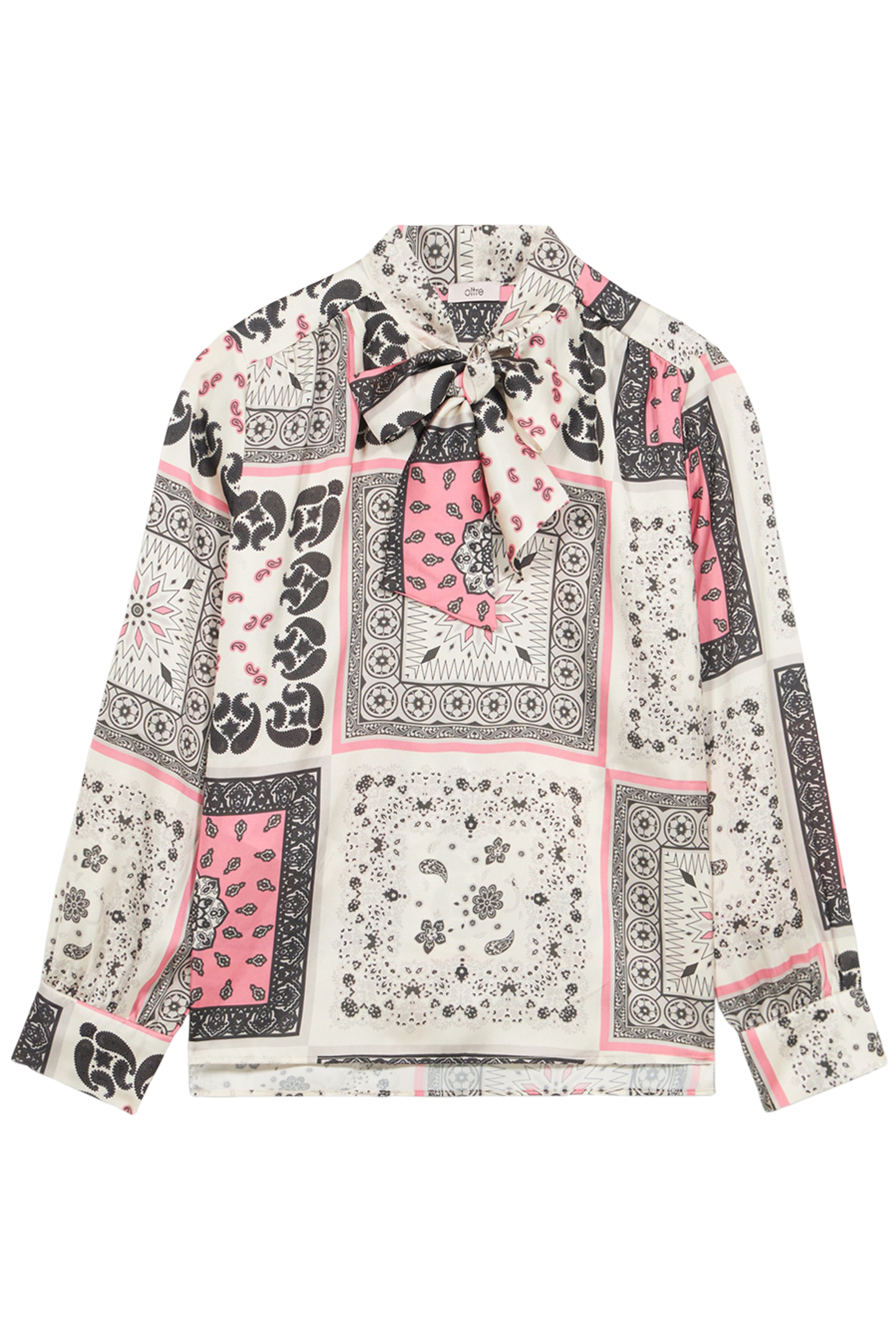 PATTERNED SATIN BLOUSE WHITE 3