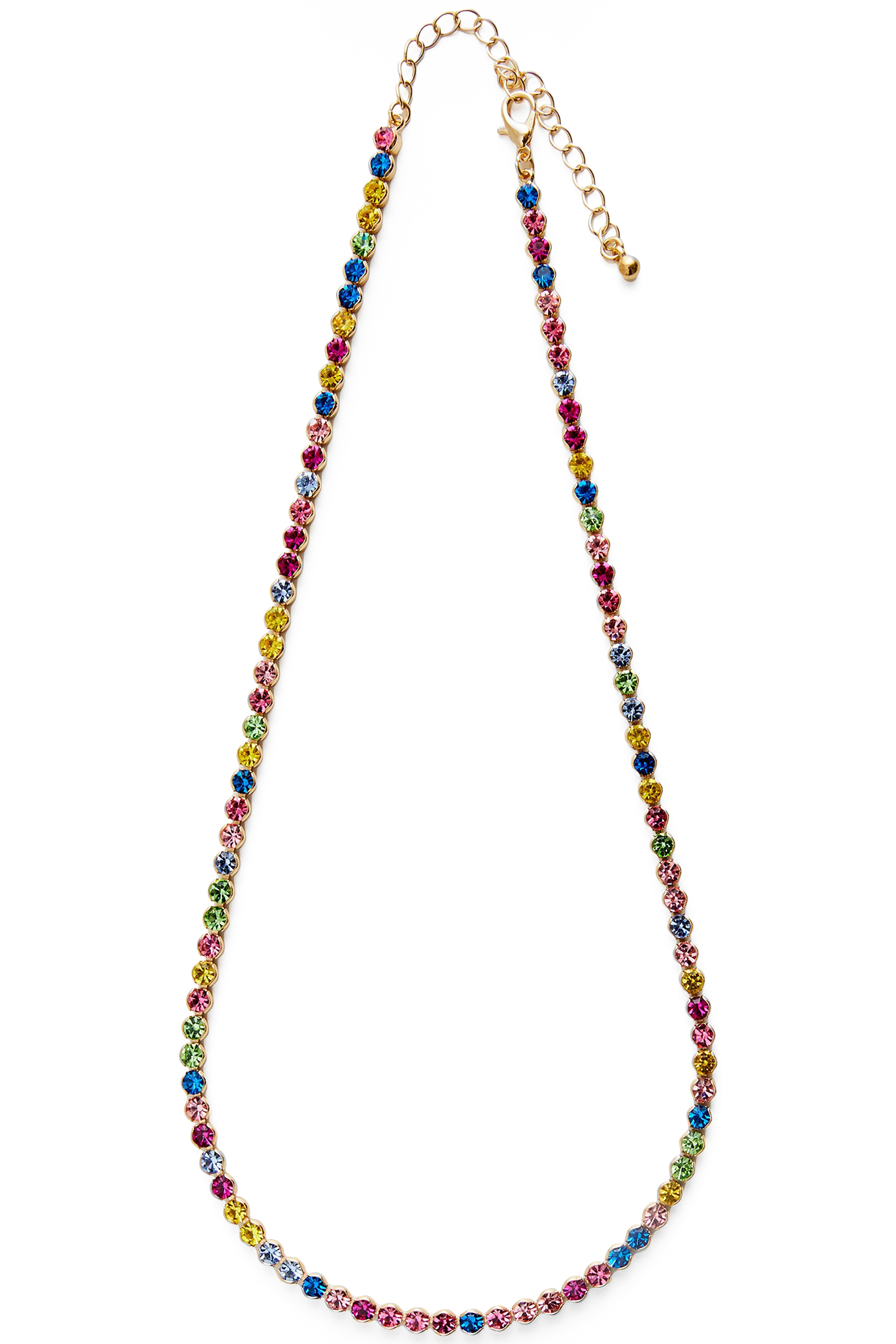 RAINBOW MIXED DIAMENTE NECKLAC GOLD/RAINBOW MIX 1