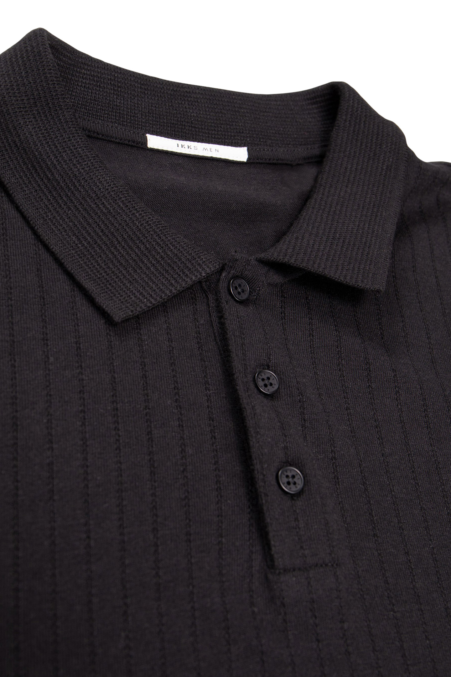 BLACK OPENWORK POLO SHIRT 2
