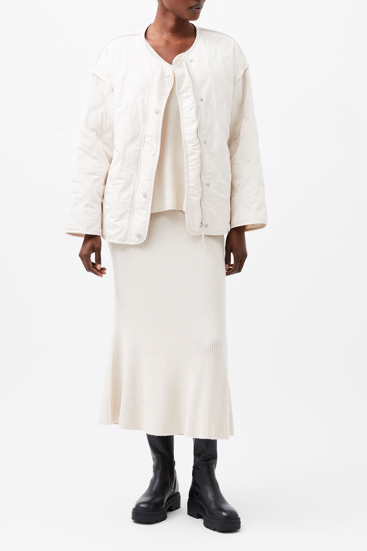 ARIS QUILTED JACKET CLASSIC CREAM by French Connection
