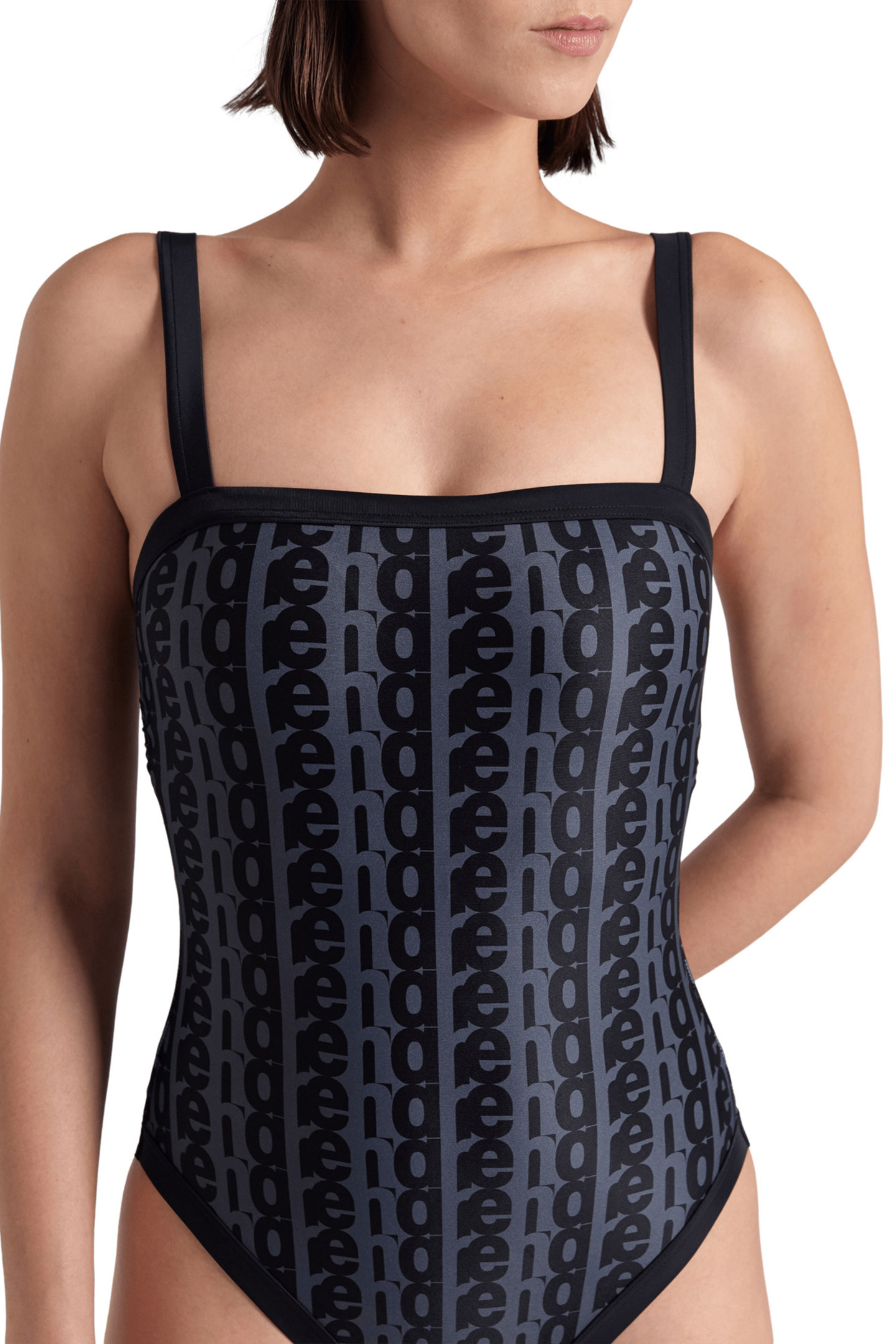 WOMEN'S ARENA MONOGRAM SWIMSUIT U BACK BLACK MULTI-BLACK 6