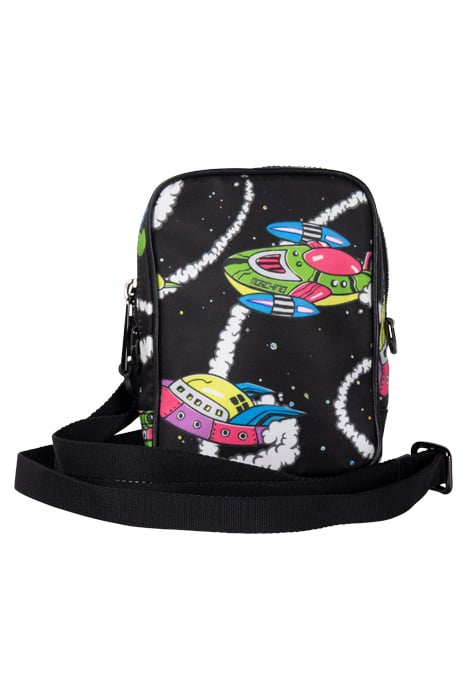 MOSCHINO SPACESHIPS NYLON SHOULDER BAG BLACK by Moschino