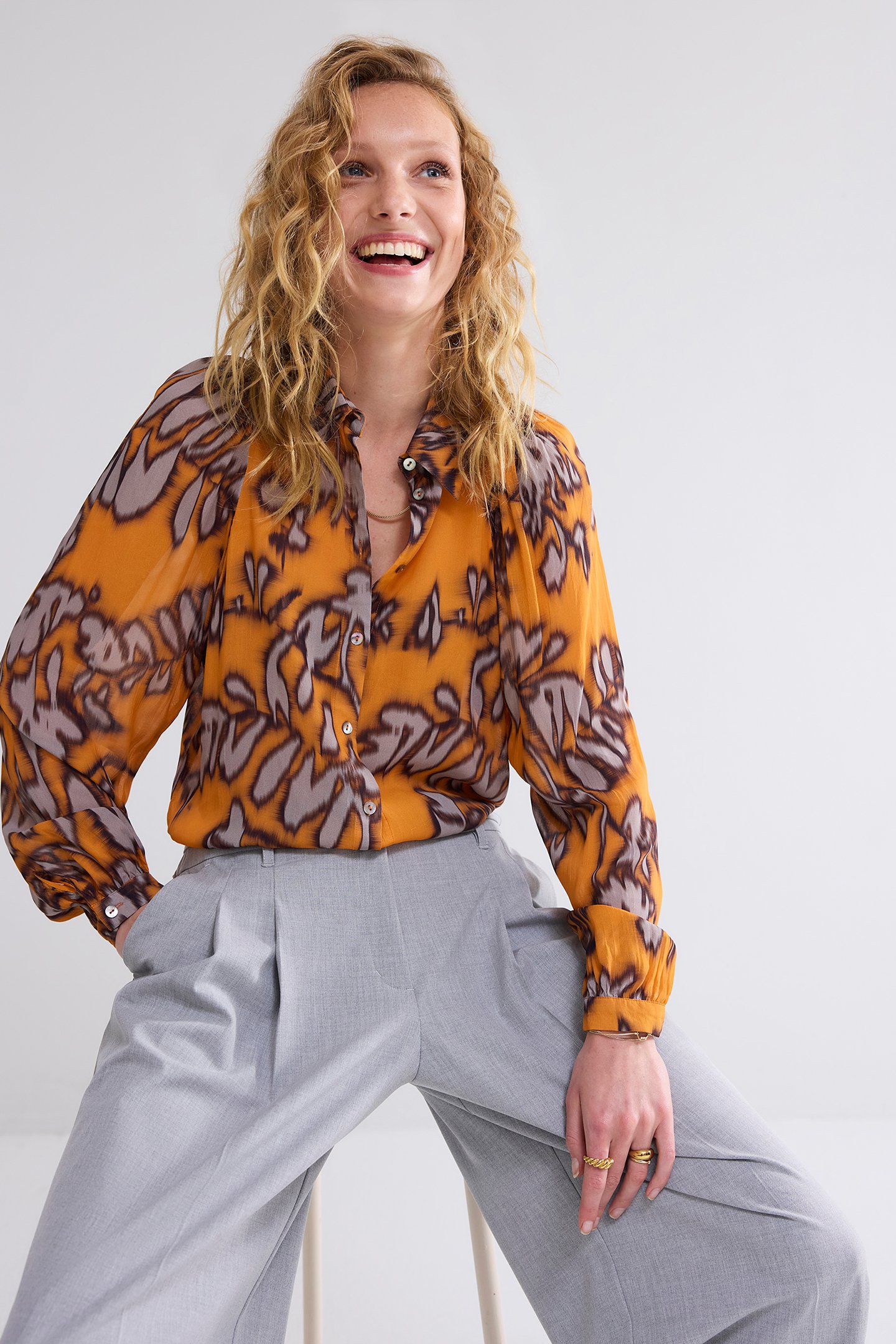 BLOUSE SPICY ORANGE PRINT REDS by Summum Woman