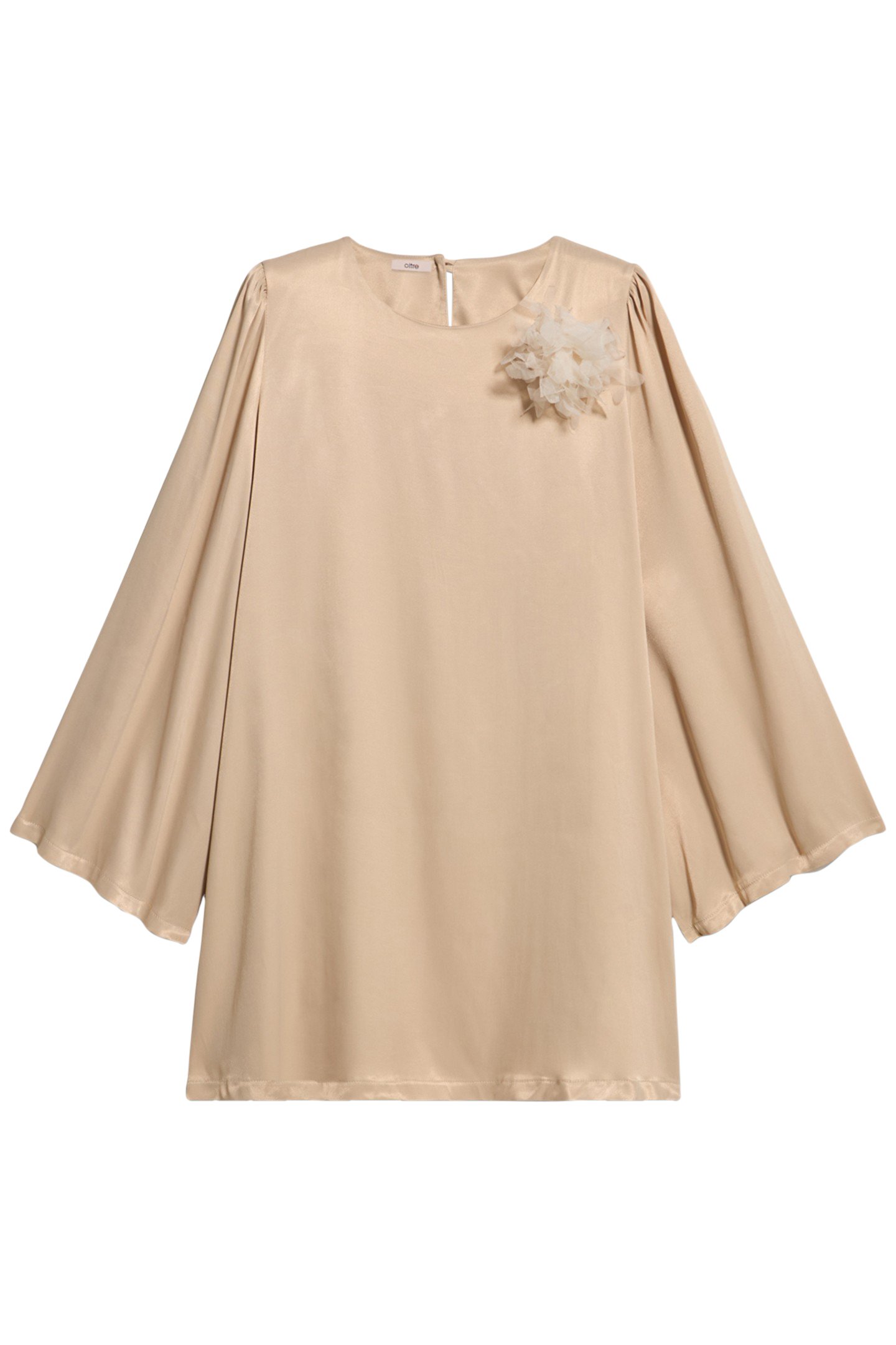 LONG-SLEEVED SATIN DRESS BEIGE 3