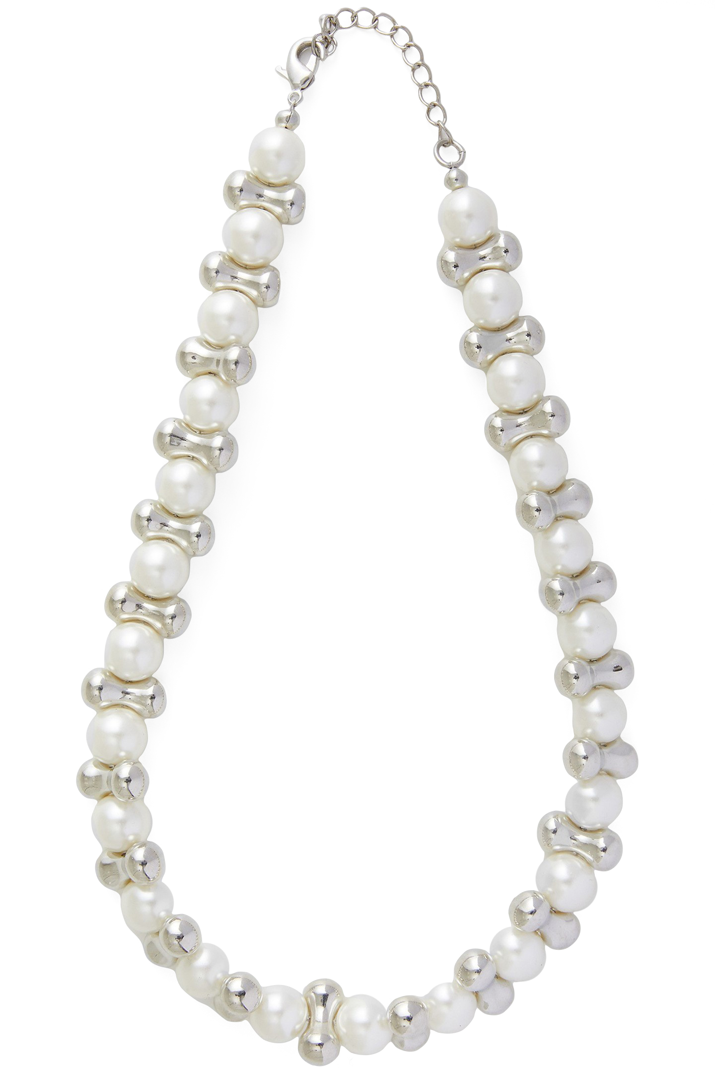 LARGE PEARL AND BAR NECKLACE PEARL/SILVER 1