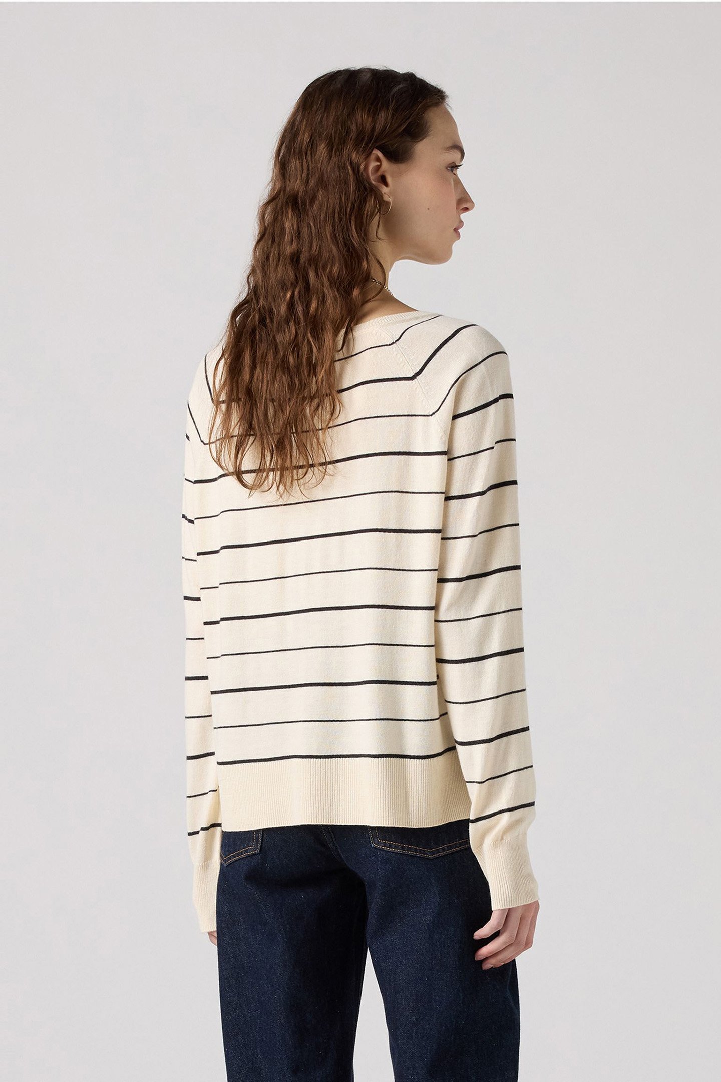 PETAL VNECK SWEATER OLYMPIC STRIPE WHITE 2