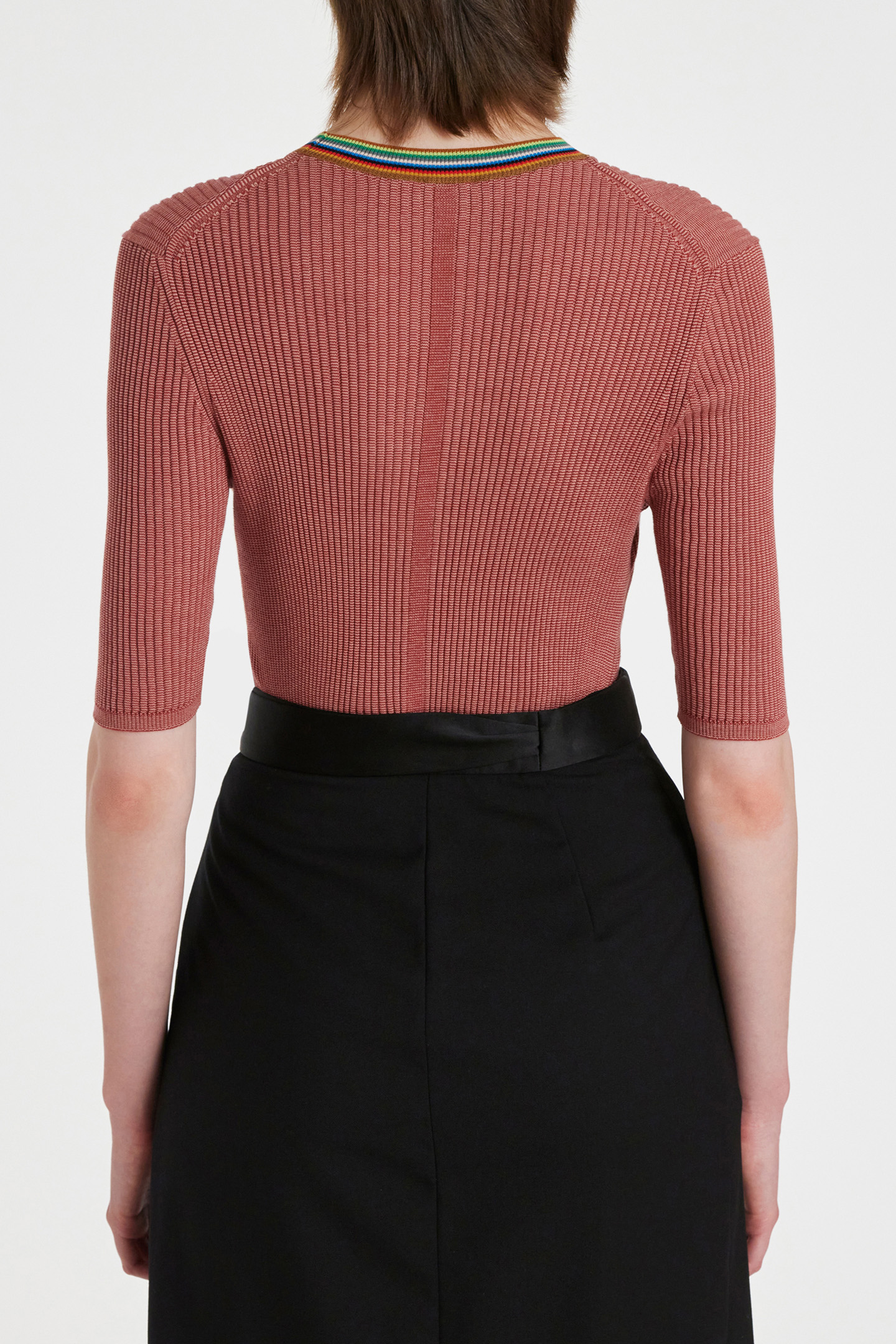 KNITTED SS SWEATER CREW NECK CORAL RED 2