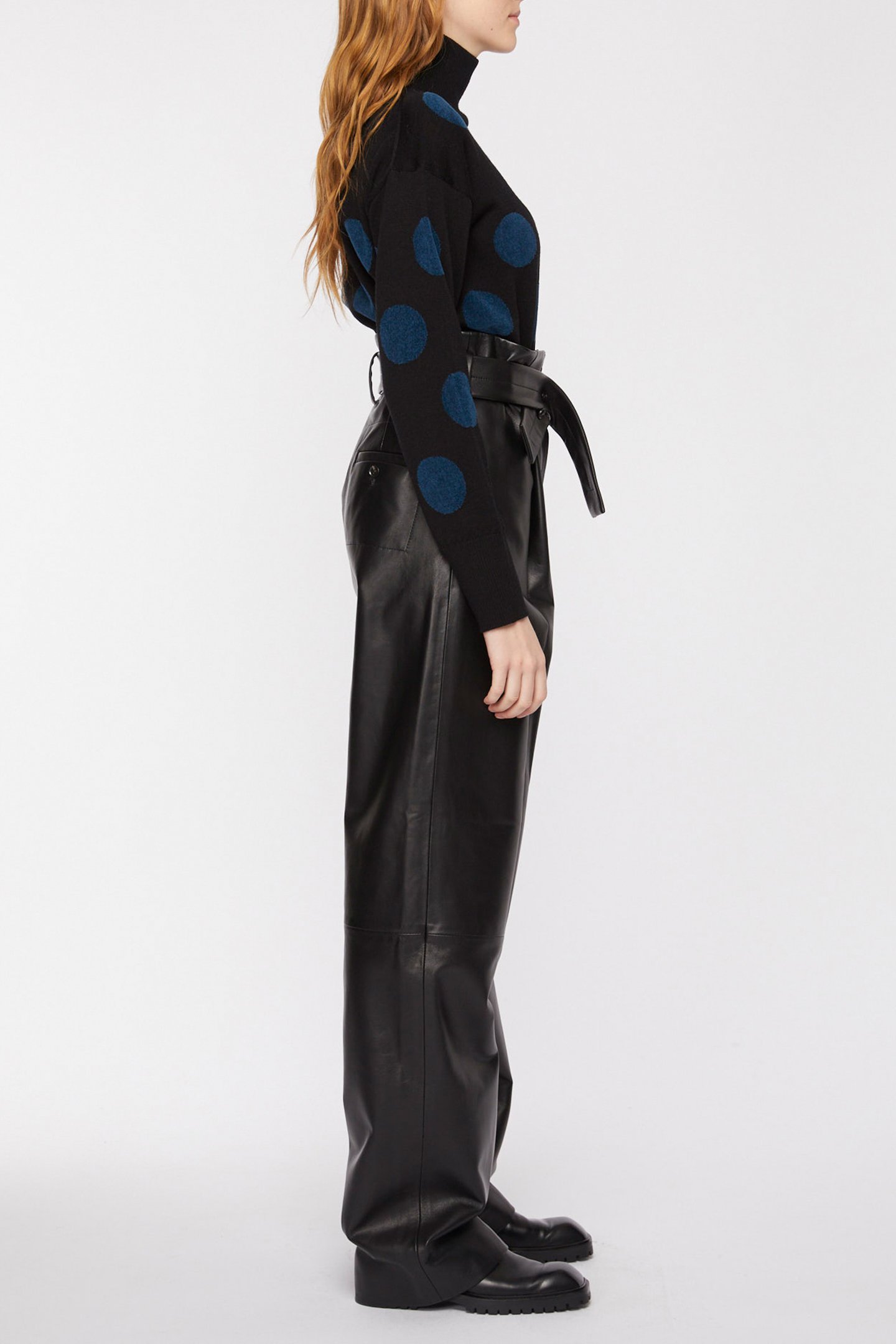 WOMENS LEATHER TROUSER BLACK 6