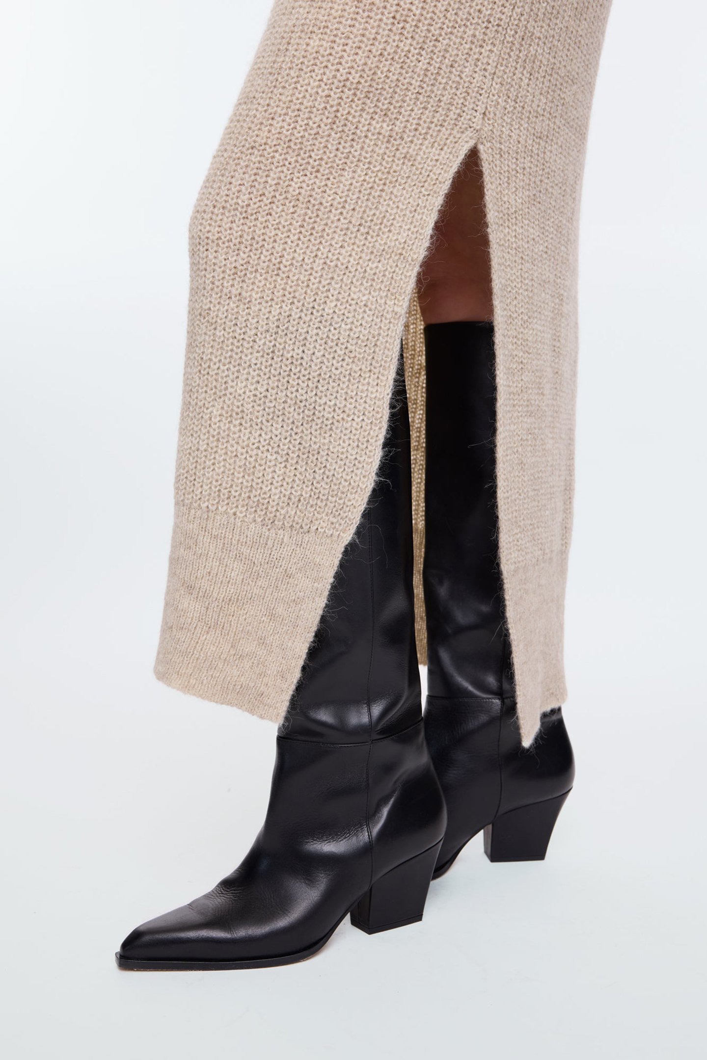 WOOL MAXI DRESS V-NECK BEIGE 6