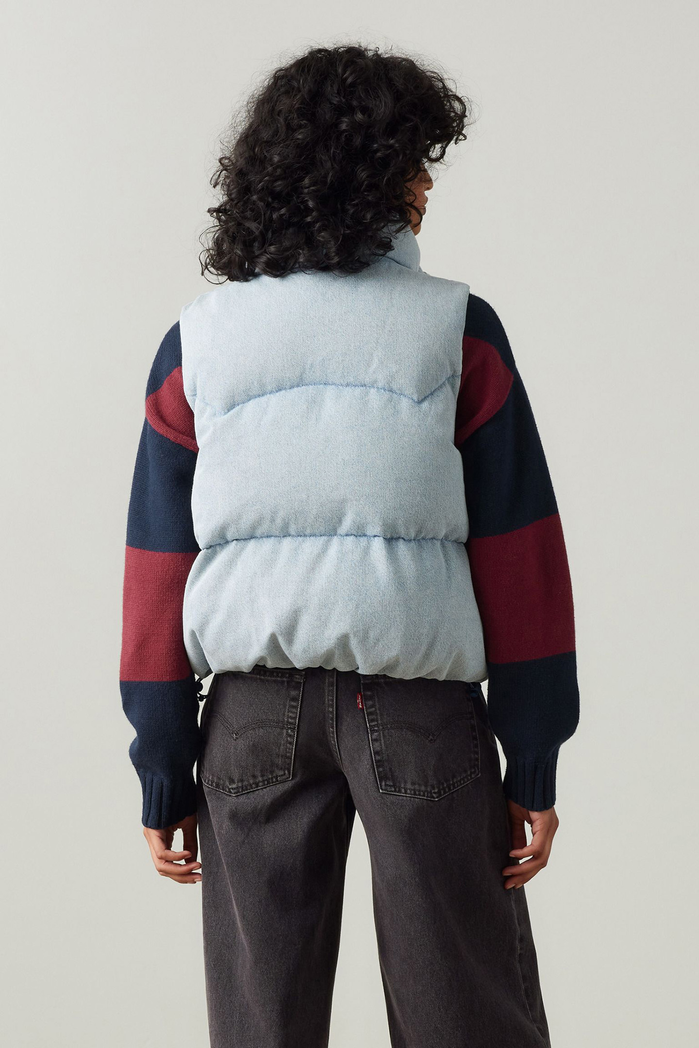 WESTERN BUBBLE PUFFER VEST IN BLUE 2