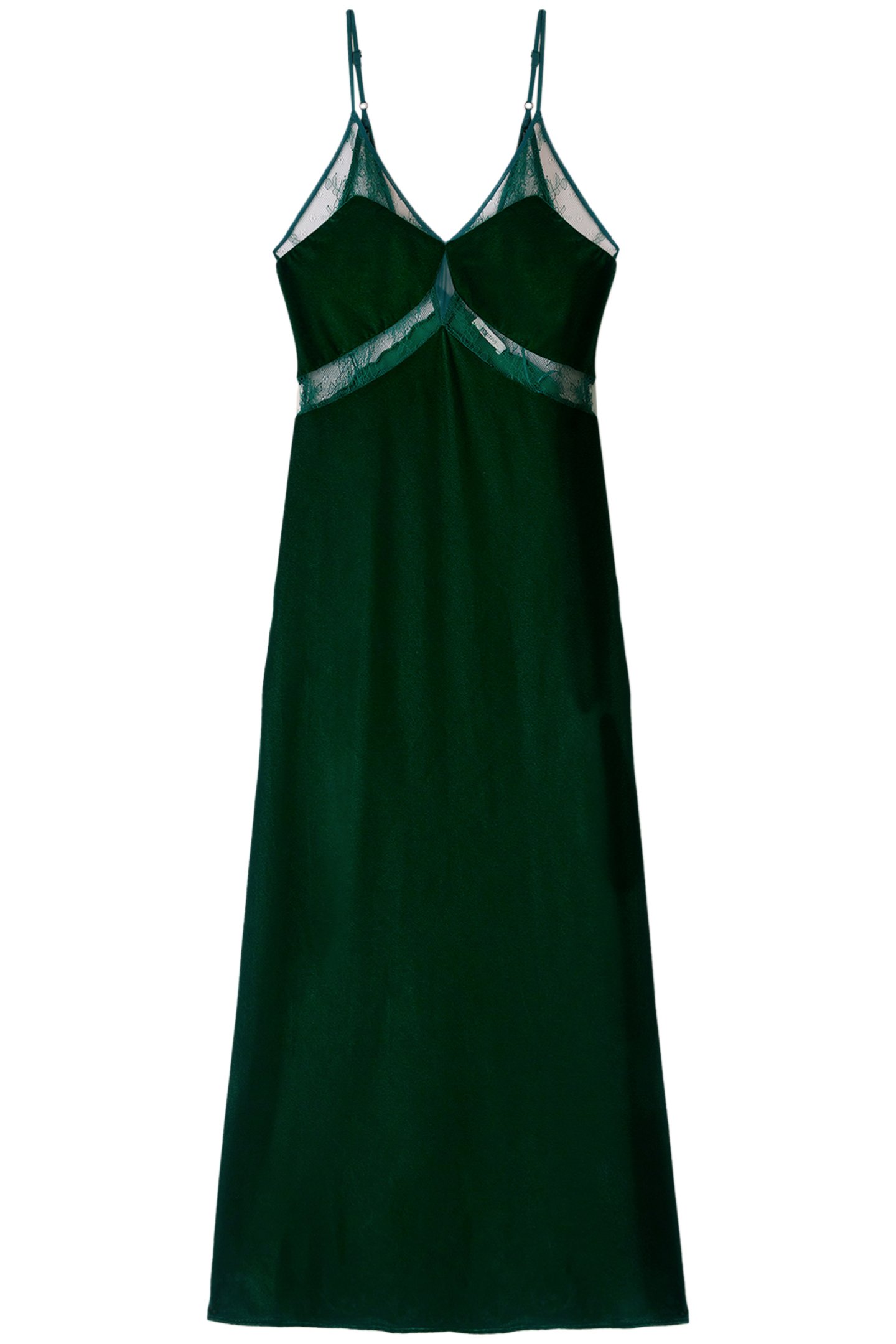 SMOOTH VELVET AND LACE LINGERIE DRESS GREEN 3