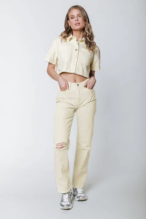 JONES MID RISE STRAIGHT LEG PANTS LIME by Colourful Rebel