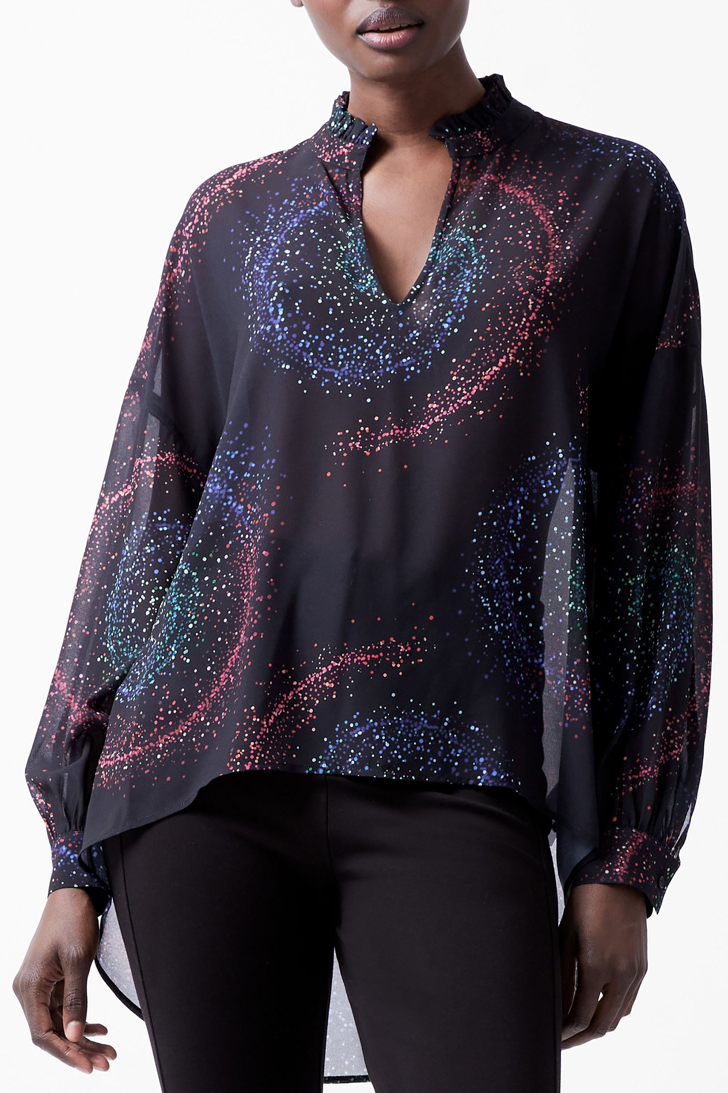 CECILY ESTELLA GGT POET BLOUSE BLACKOUT MULTI by French Connection