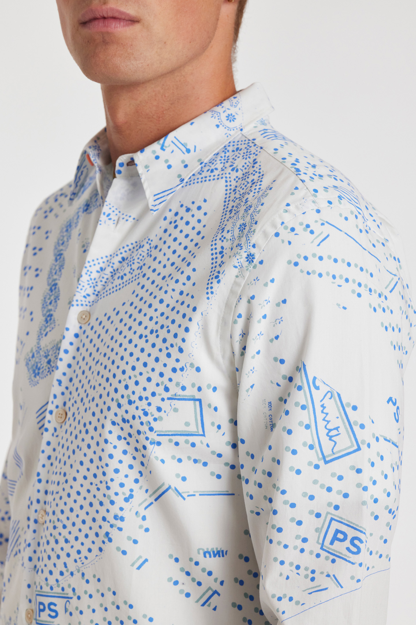 MENS LS TAILORED FIT SHIRT OFF WHITE 5