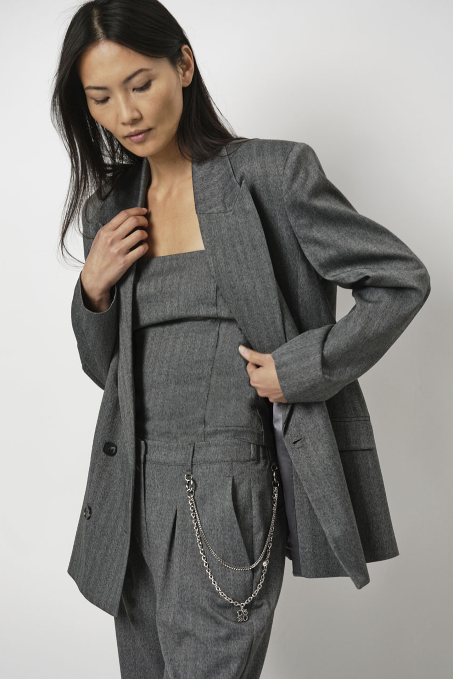 DANIQUE HERRINGBONE BUSTIER GRAPHITE 2