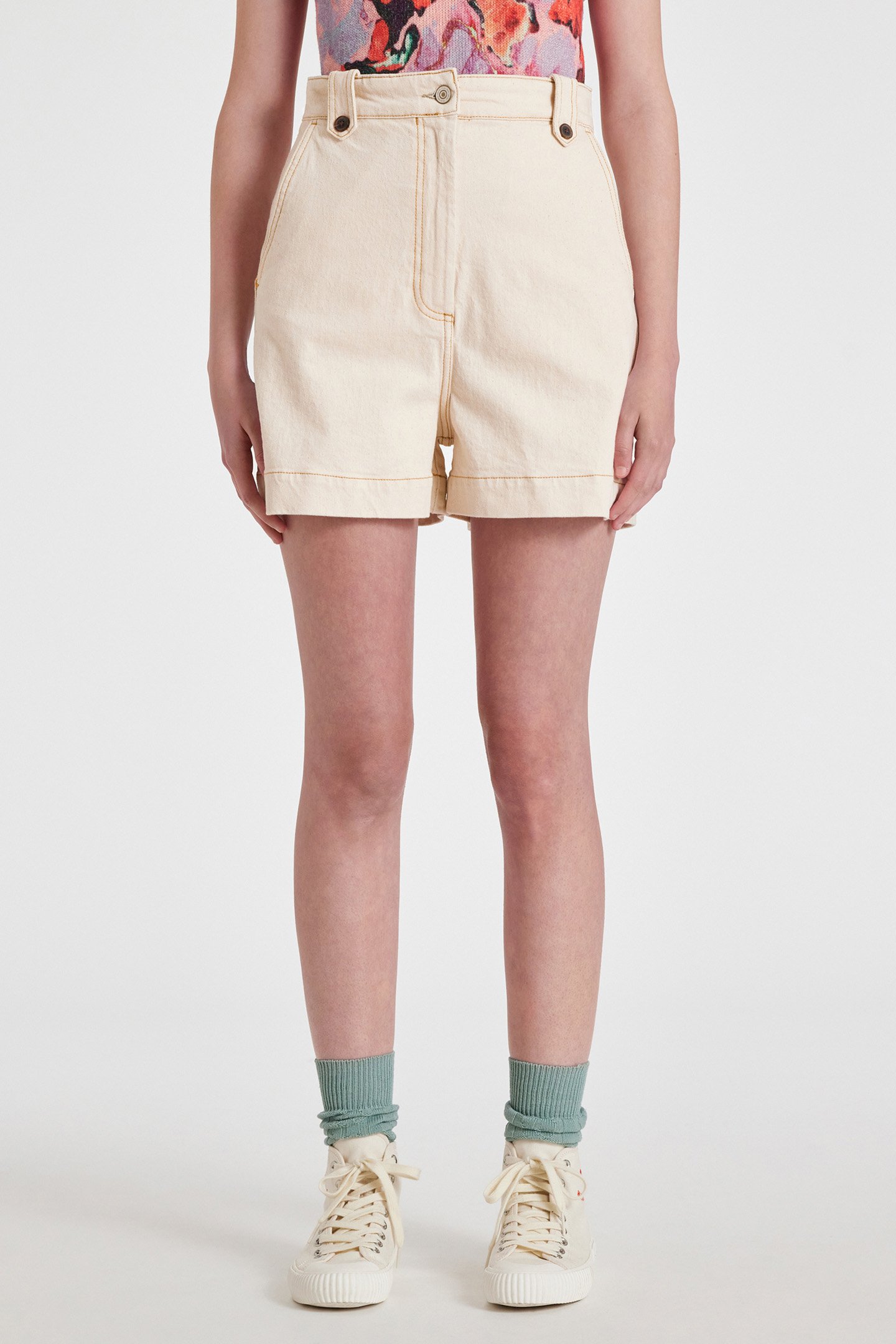 WOMENS DENIM SHORT OFF WHITE 1