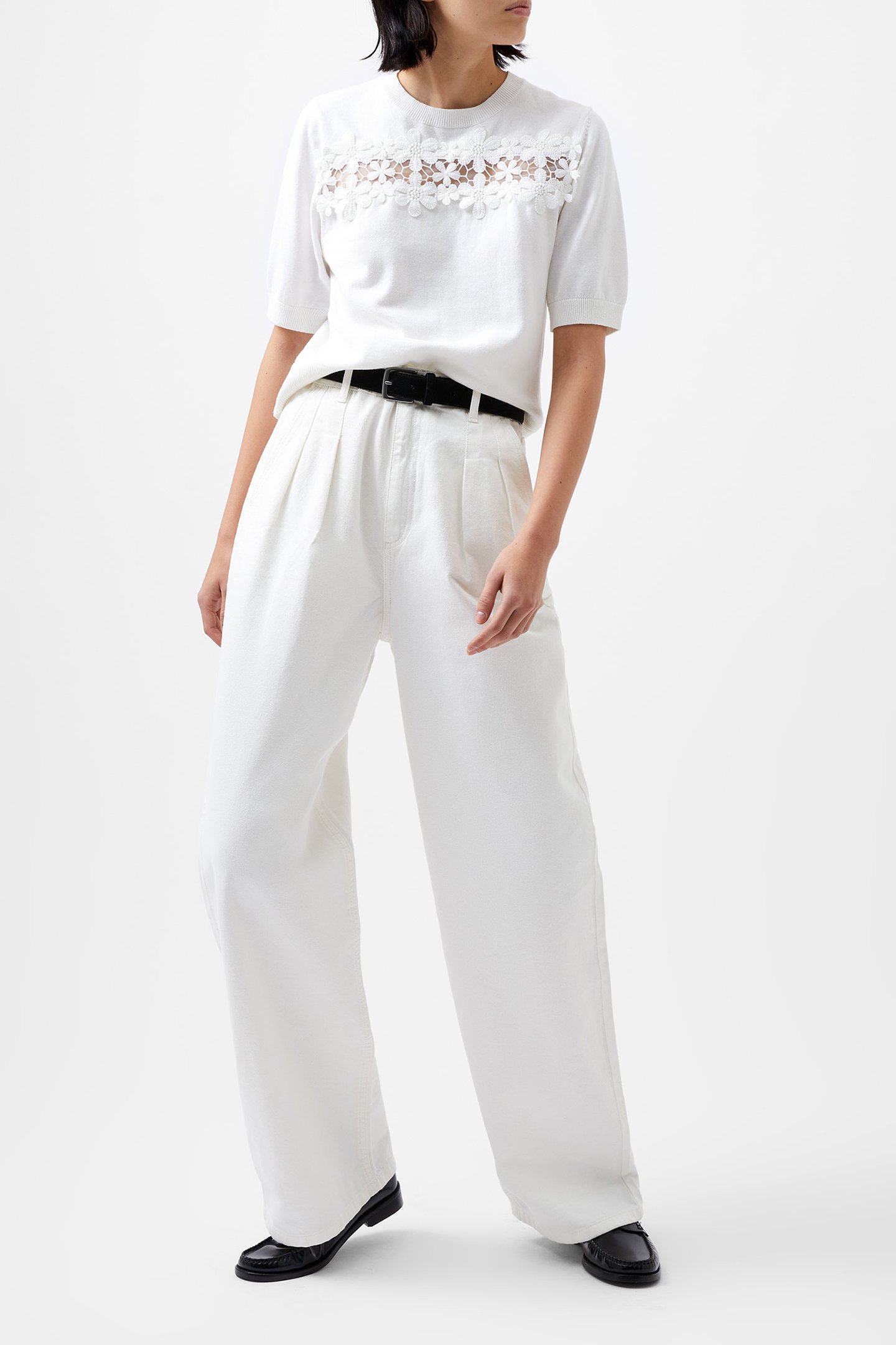 JILLY COBALO LACE SS TOP LINEN WHITE 2