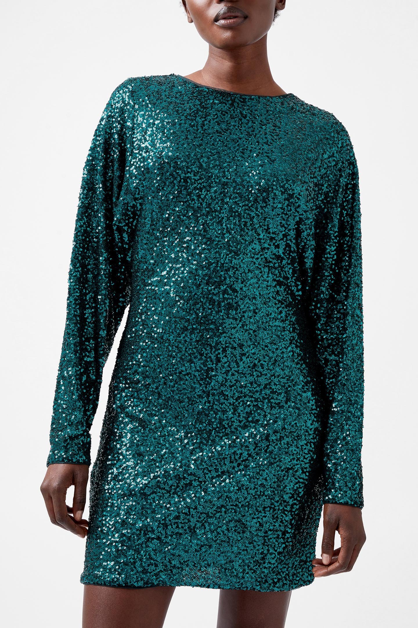 ELENA SEQUIN BOW BACK DRESS FOREST by French Connection