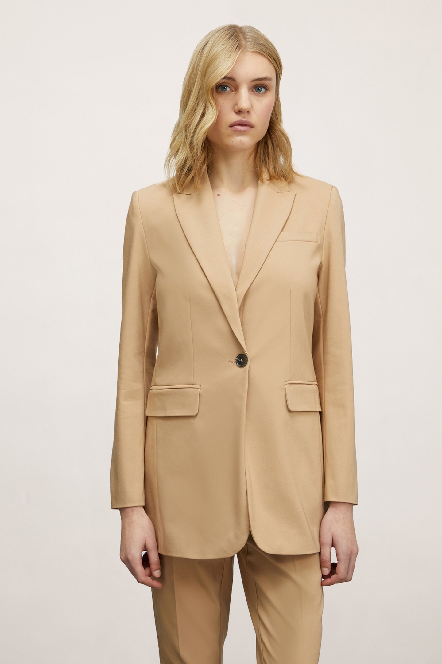 SINGLE-BREASTED BLAZER JACKET BEIGE by Motivi